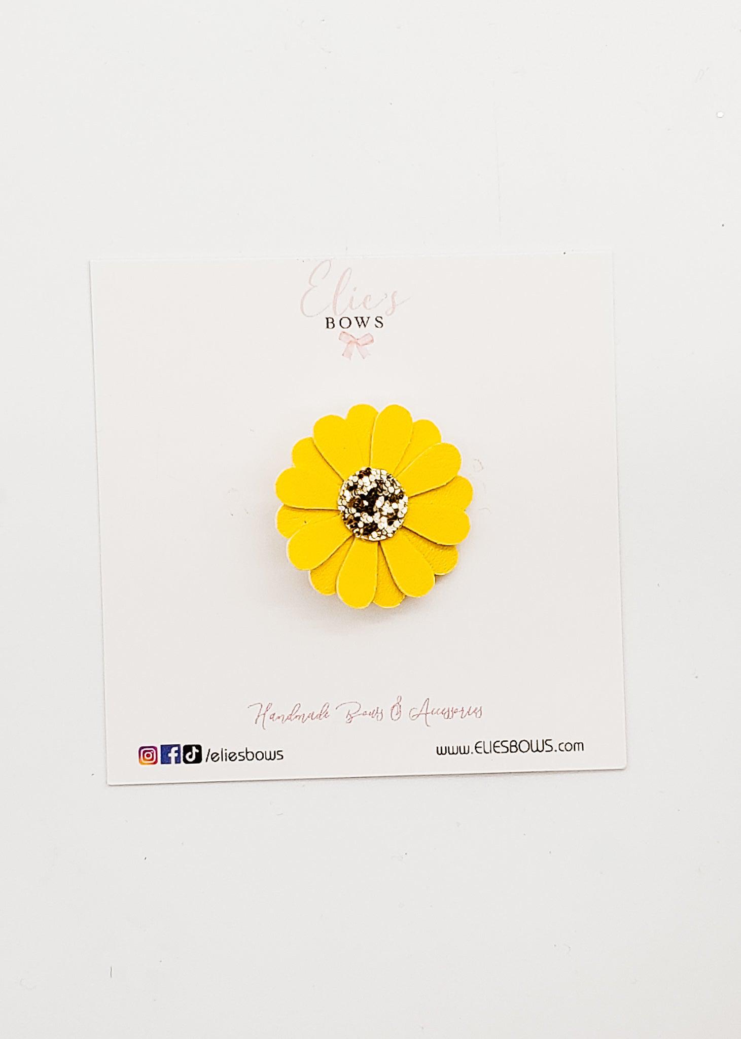 Yellow Groovy Baby - Flower Clip - 1.2"-Bows-Elie’s Bows