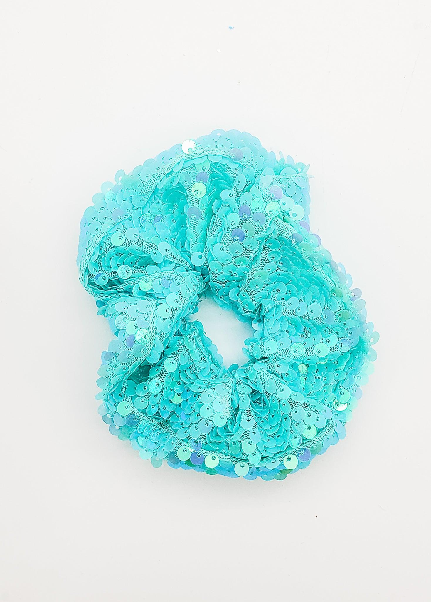 Aqua Sequence - Scrunchie-Scrunchie-Elie’s Bows