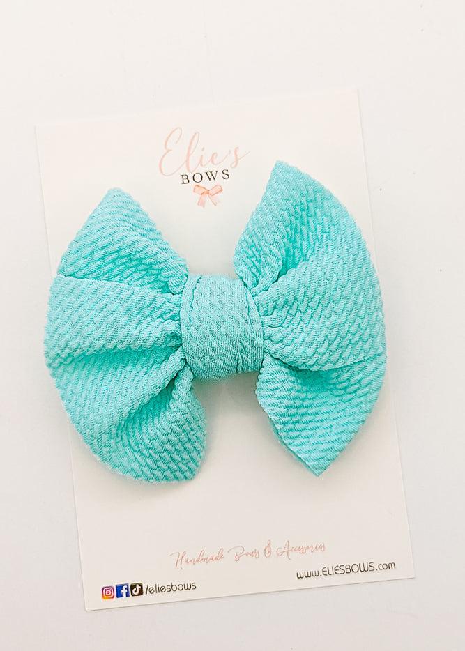 Aqua Sia Bow - 4"-Bows-Elie’s Bows