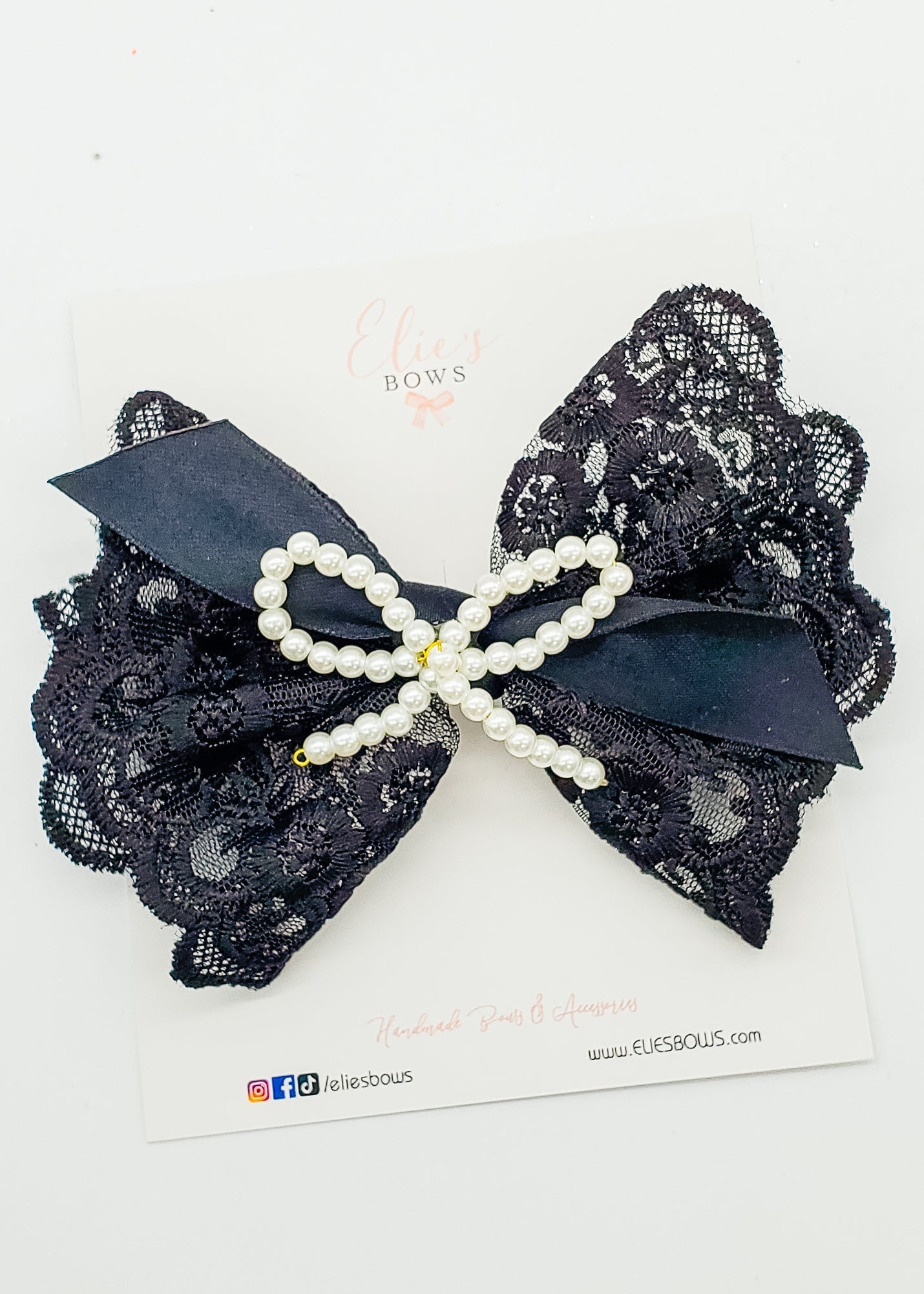 Black Barette Bow - 5"-Bows-Elie’s Bows