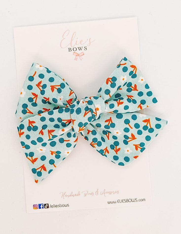 Blue Cherries Elie Bow - 5"-Bows-Elie’s Bows