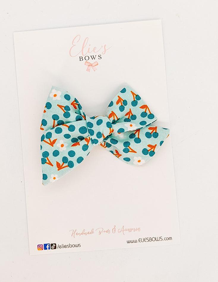 Blue Cherries Mini Elie Bow - 3"-Bows-Elie’s Bows