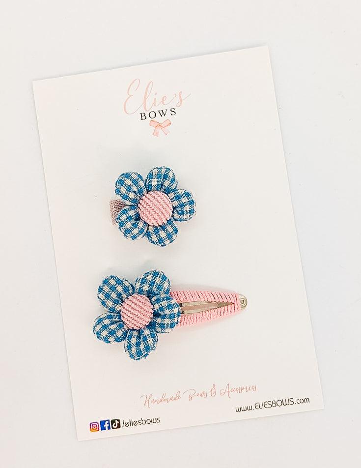 Blue Floral Combo - 2"-Snap Clips-Elie’s Bows