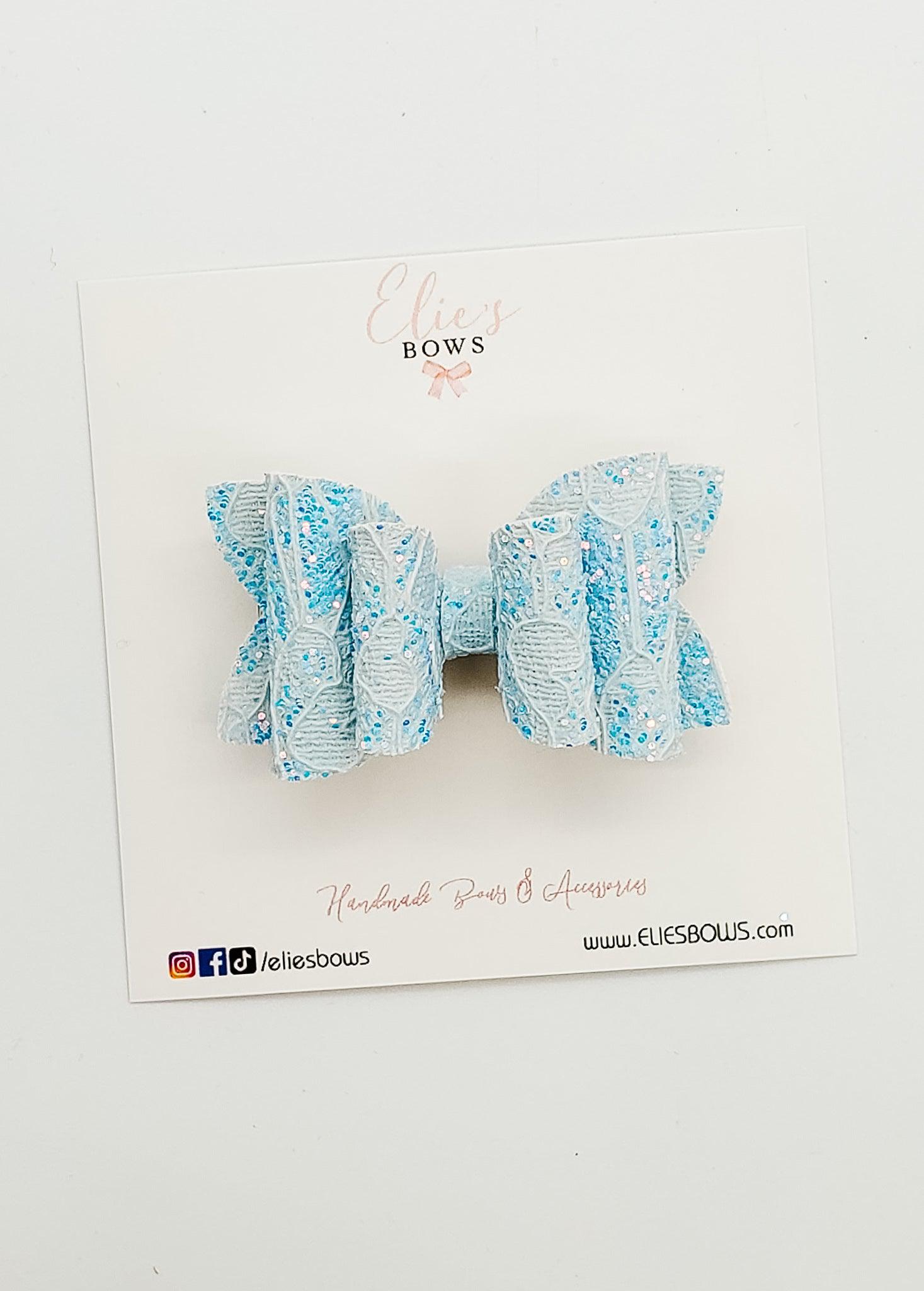 Blue Lace - Glitter - 2.5"-Bows-Elie’s Bows