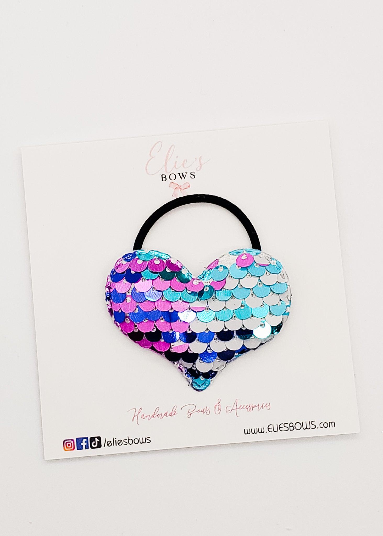 Blue & purple Heart Sequence - Elastic-Elastic-Elie’s Bows