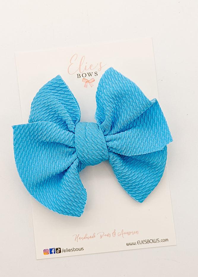 Blue Sia Bow - 4"-Bows-Elie’s Bows