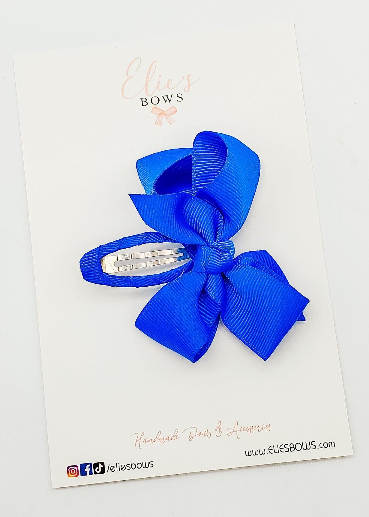 Cobalt Ribbon Snap Clip - 3.5"-Snap Clips-Elie’s Bows