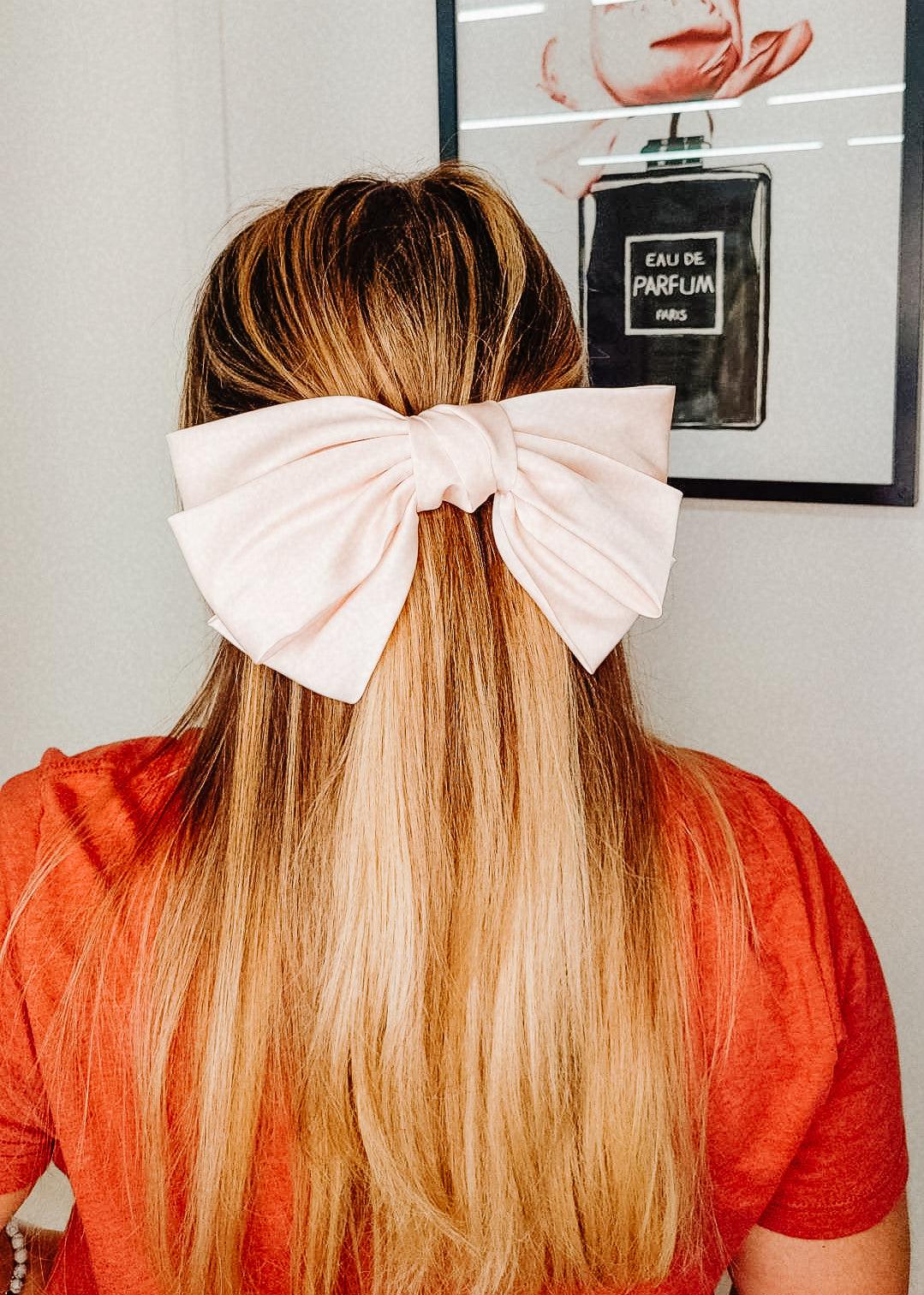 Cream Satin Barrette Bow - 9.5"-Bows-Elie’s Bows
