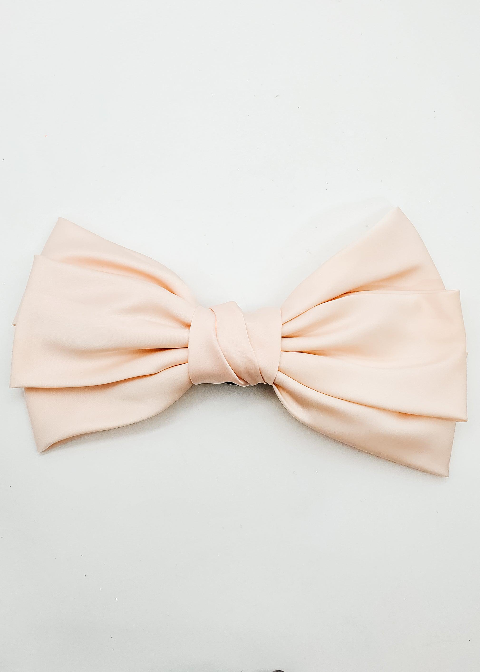 Cream Satin Barrette Bow - 9.5"-Bows-Elie’s Bows