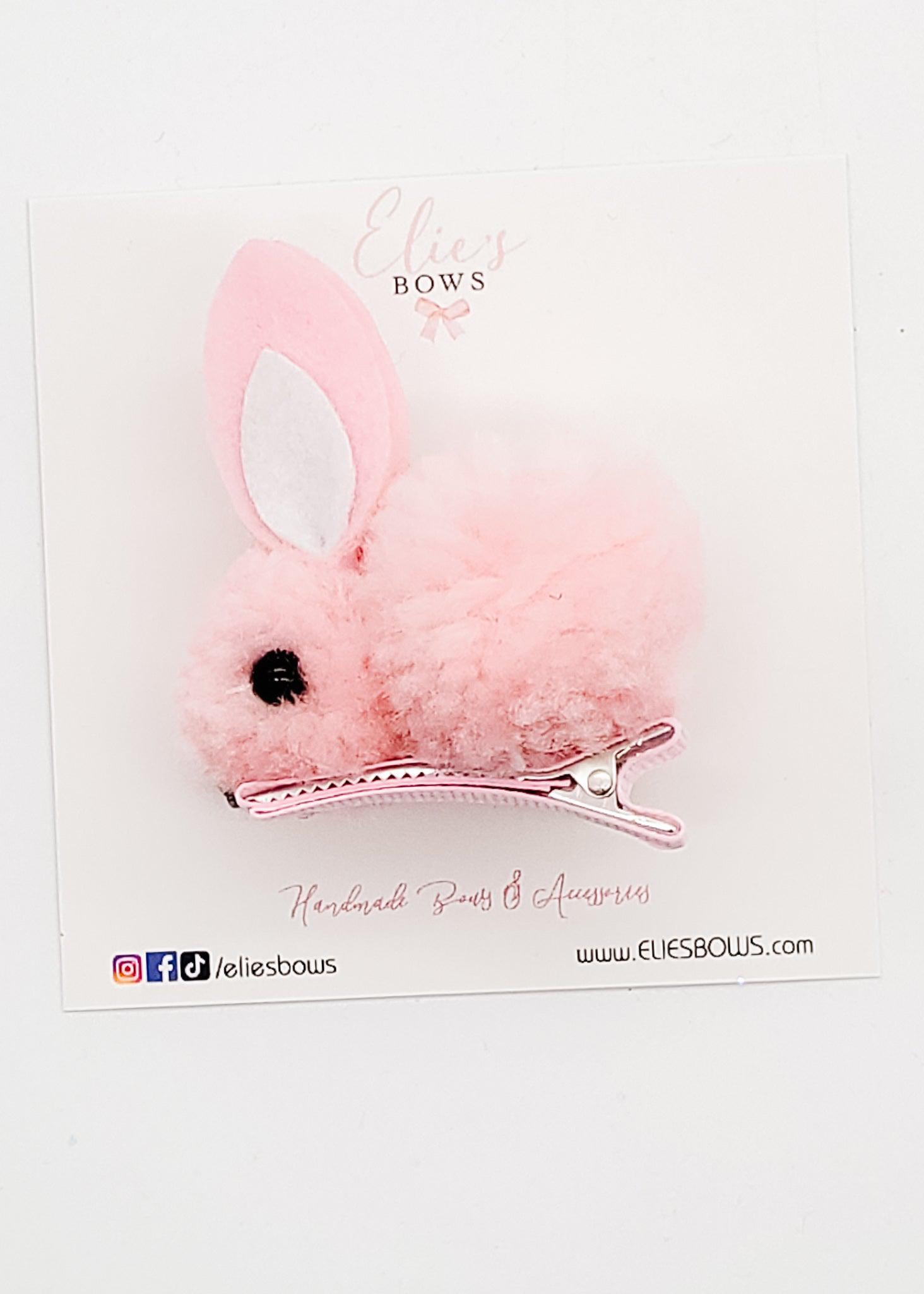 Cutest Pink Bunny White - Clip - 2"-Snap Clips-Elie’s Bows
