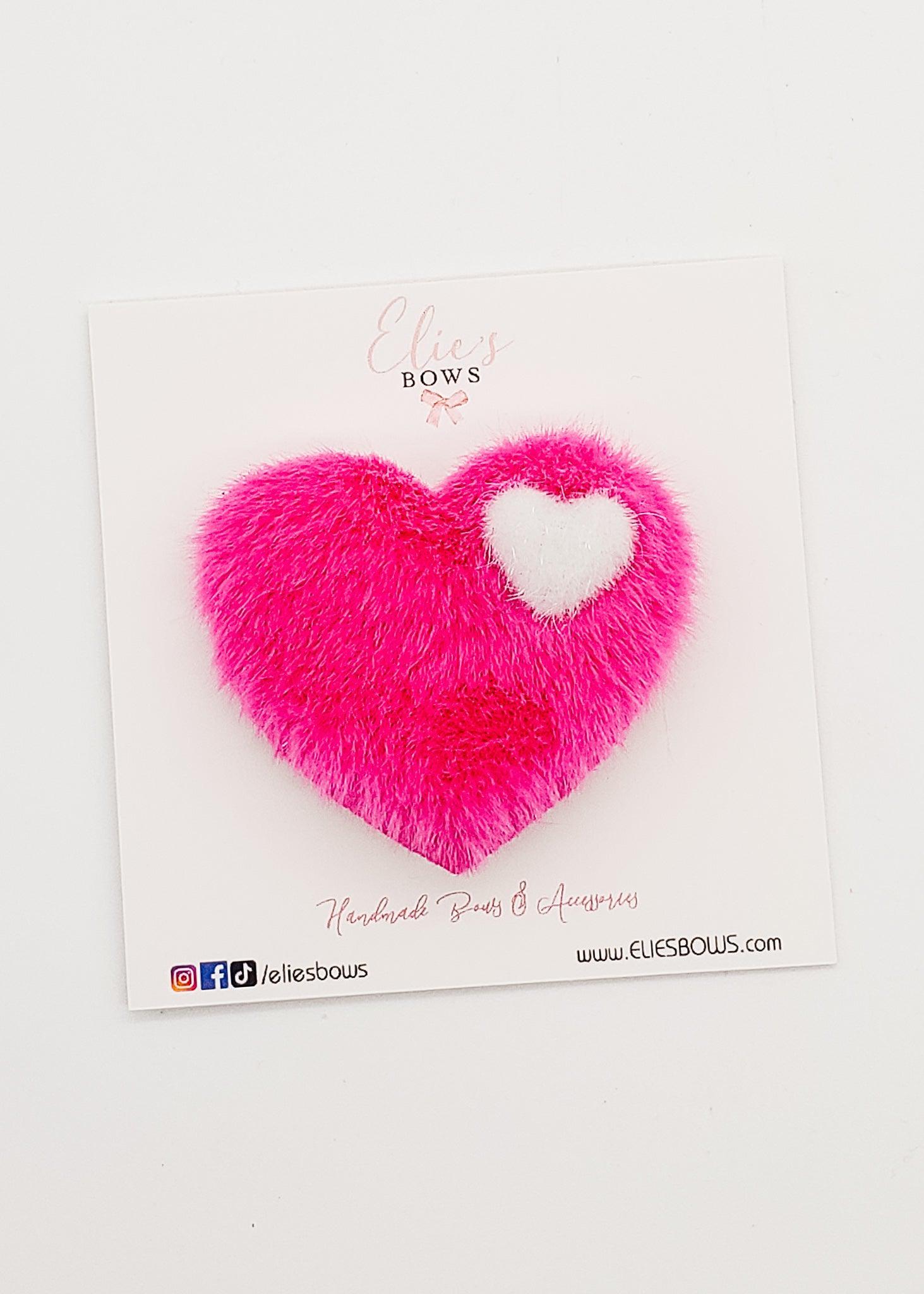 Furry Heart - Snap Clips - 2"-Snap Clips-Elie’s Bows