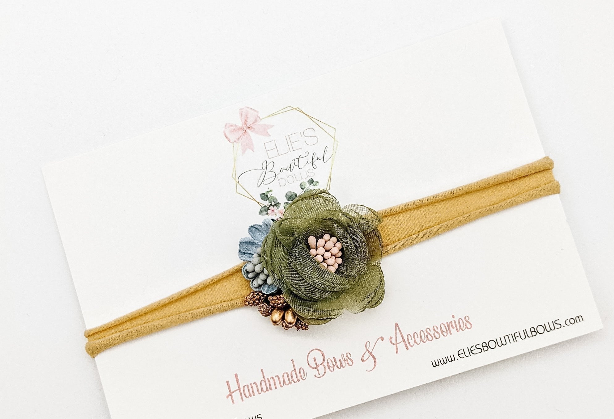 Green Floral Headband-Bows-Elie’s Bows