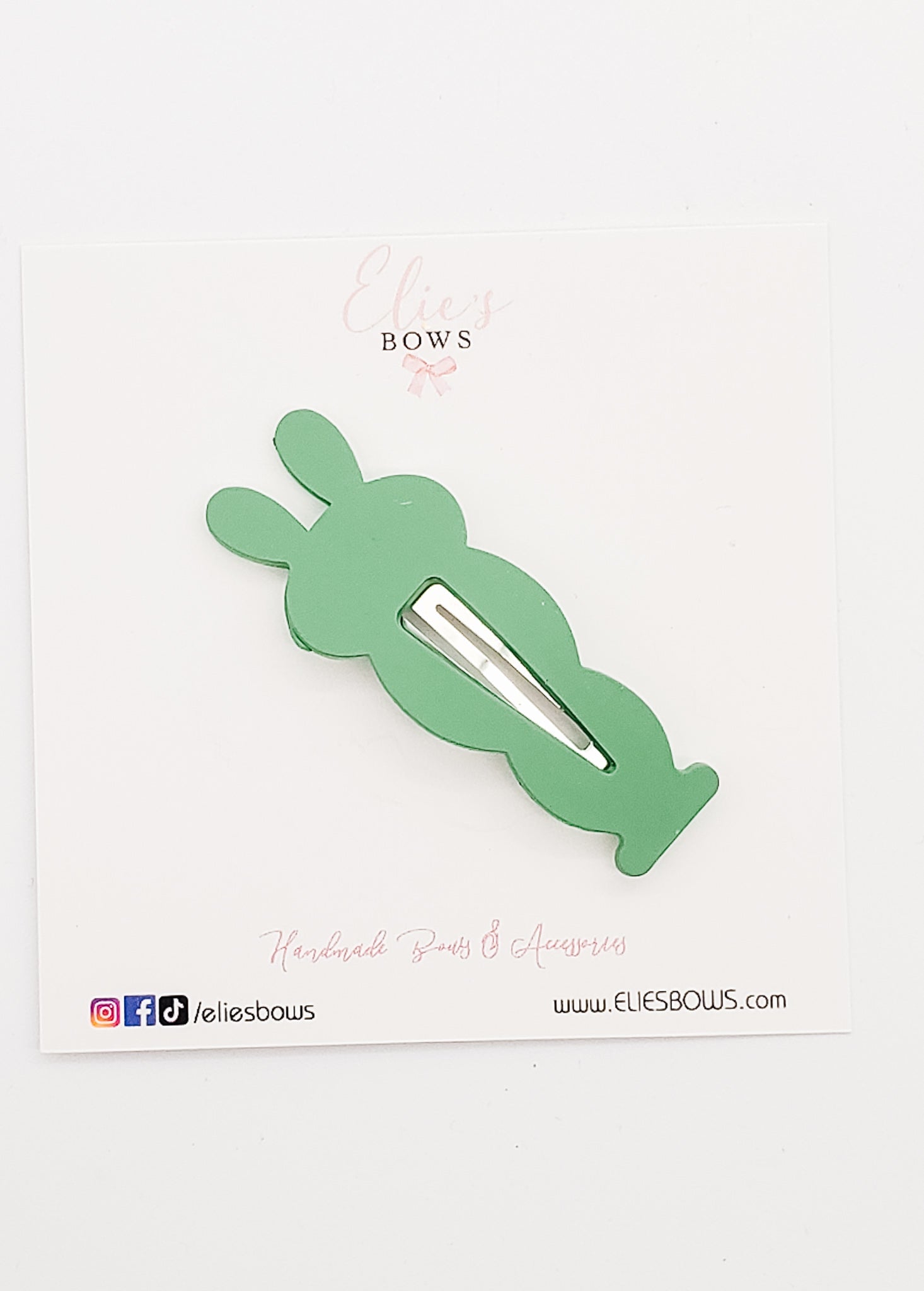 Green Plastic Bunny - Snap Clips - 2.5"-Snap Clips-Elie’s Bows