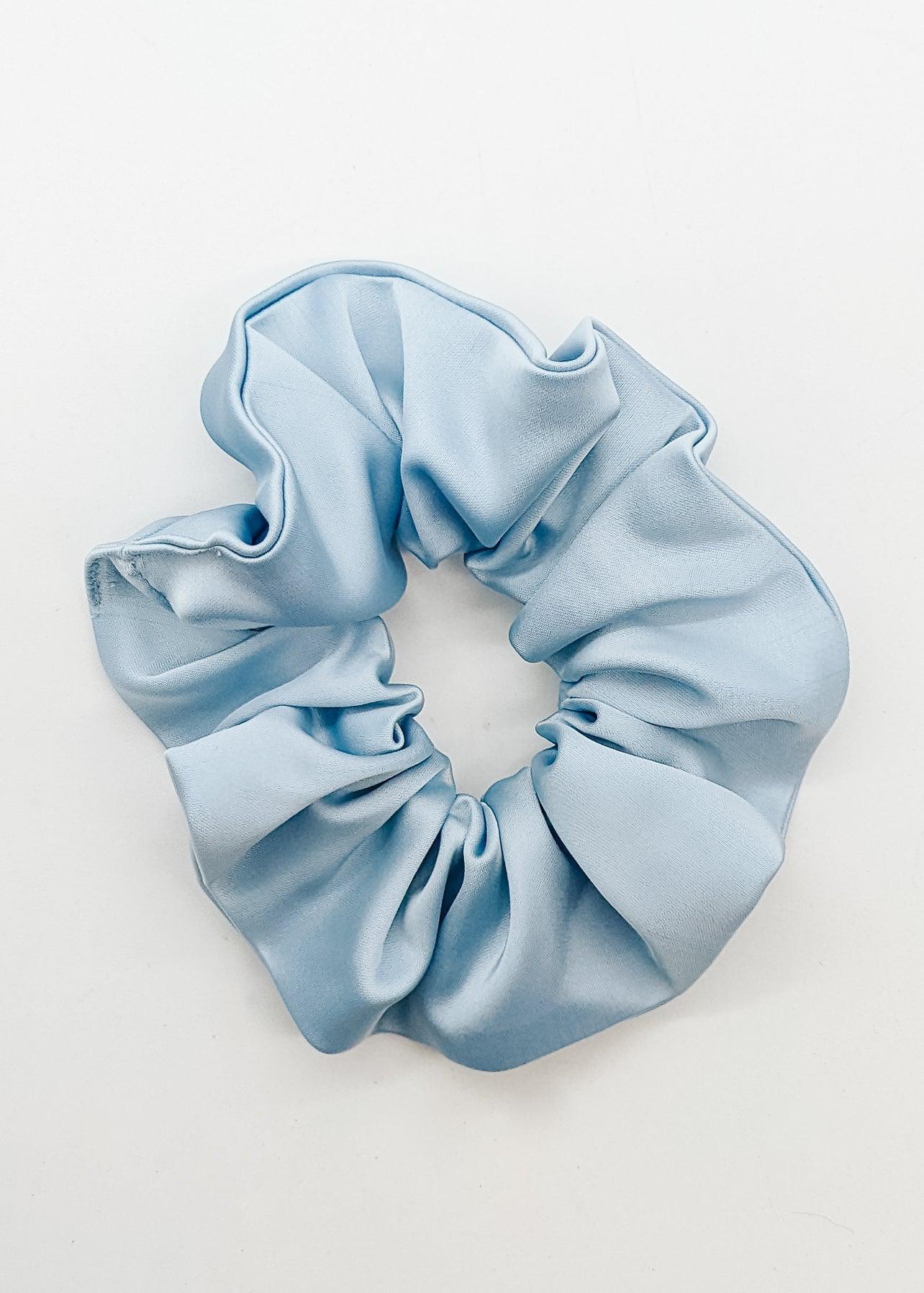 Ice Blue Satin Scrunchie-Scrunchie-Elie’s Bows
