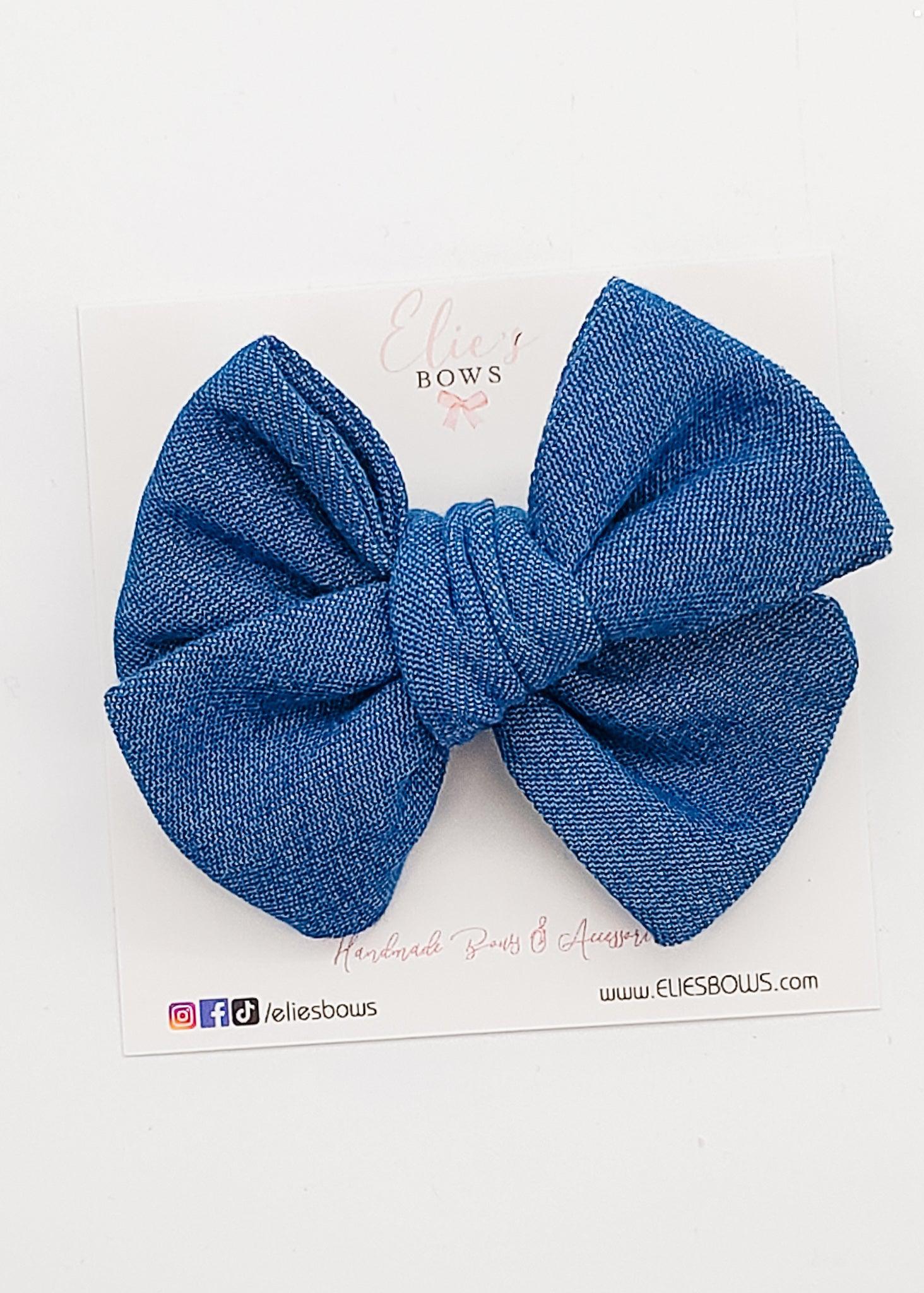 Jean - Fabric Bow - 3.2"-Bows-Elie’s Bows