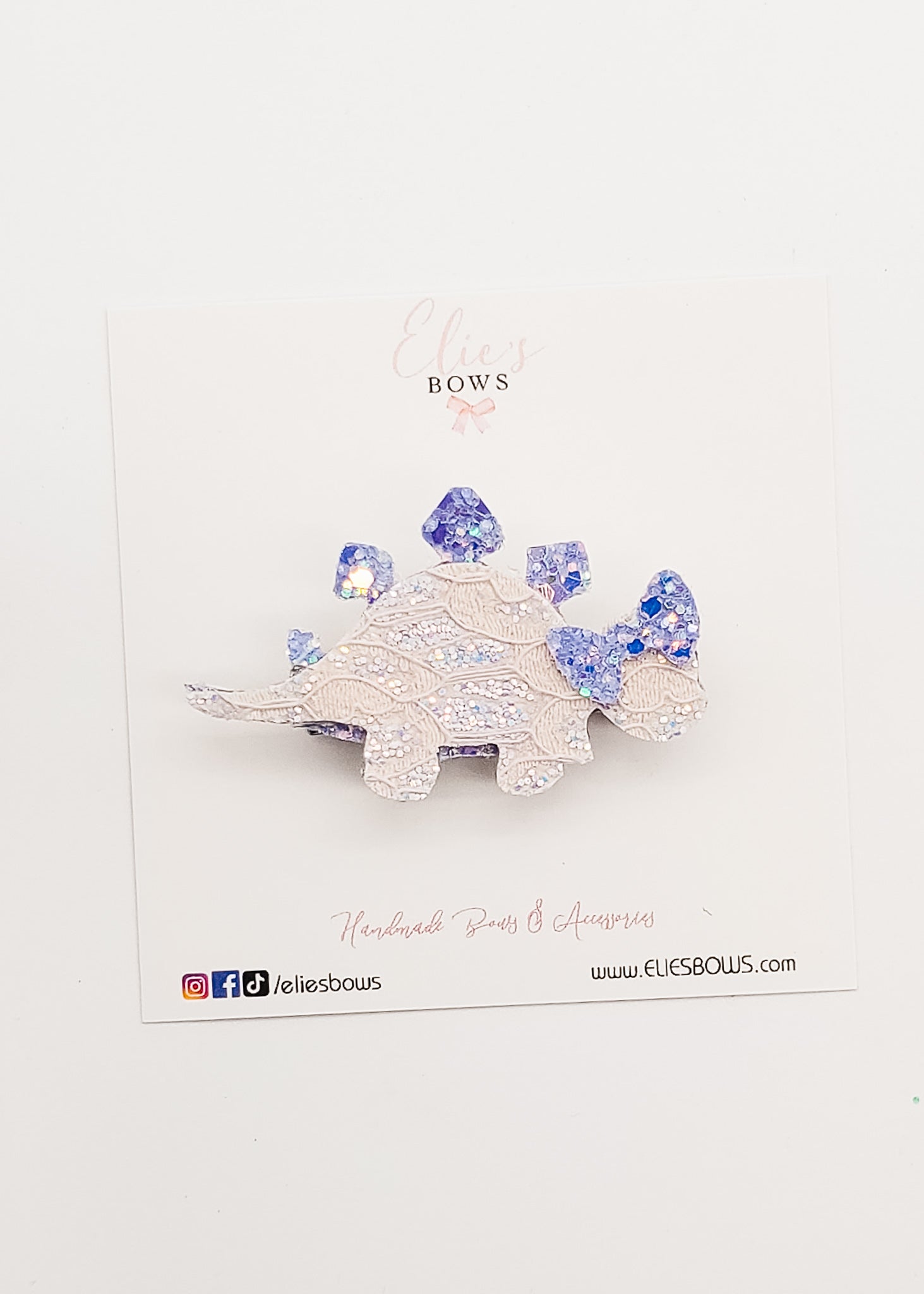 Lavender Steggy - Dino Clip - 2.8"-Snap Clips-Elie’s Bows