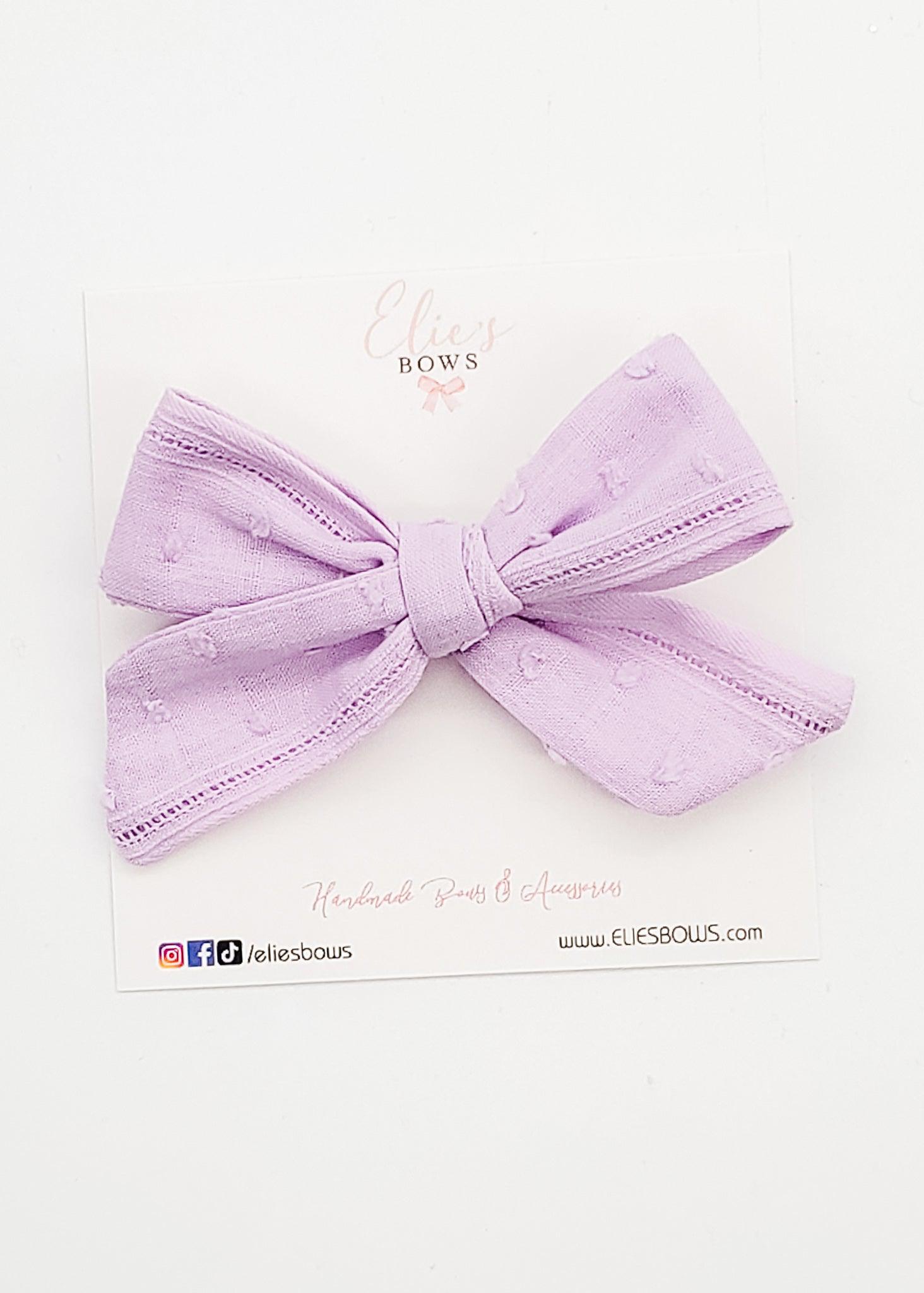 Lilac Poplin - Mini Elie - Fabric Bow - 3.2"-Bows-Elie’s Bows