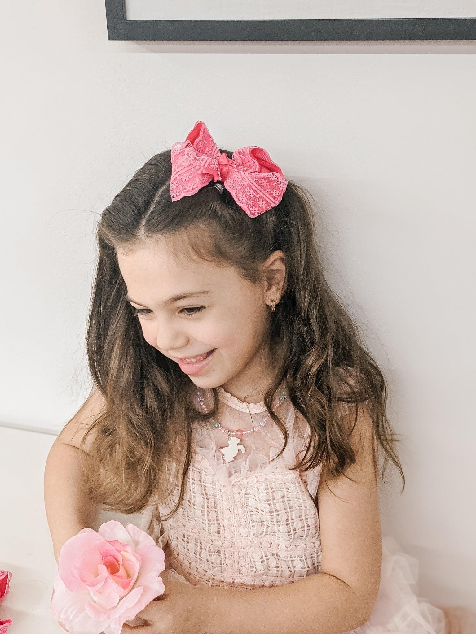 Mini Lace Cheer Bow -4"-Bows-Elie’s Bows
