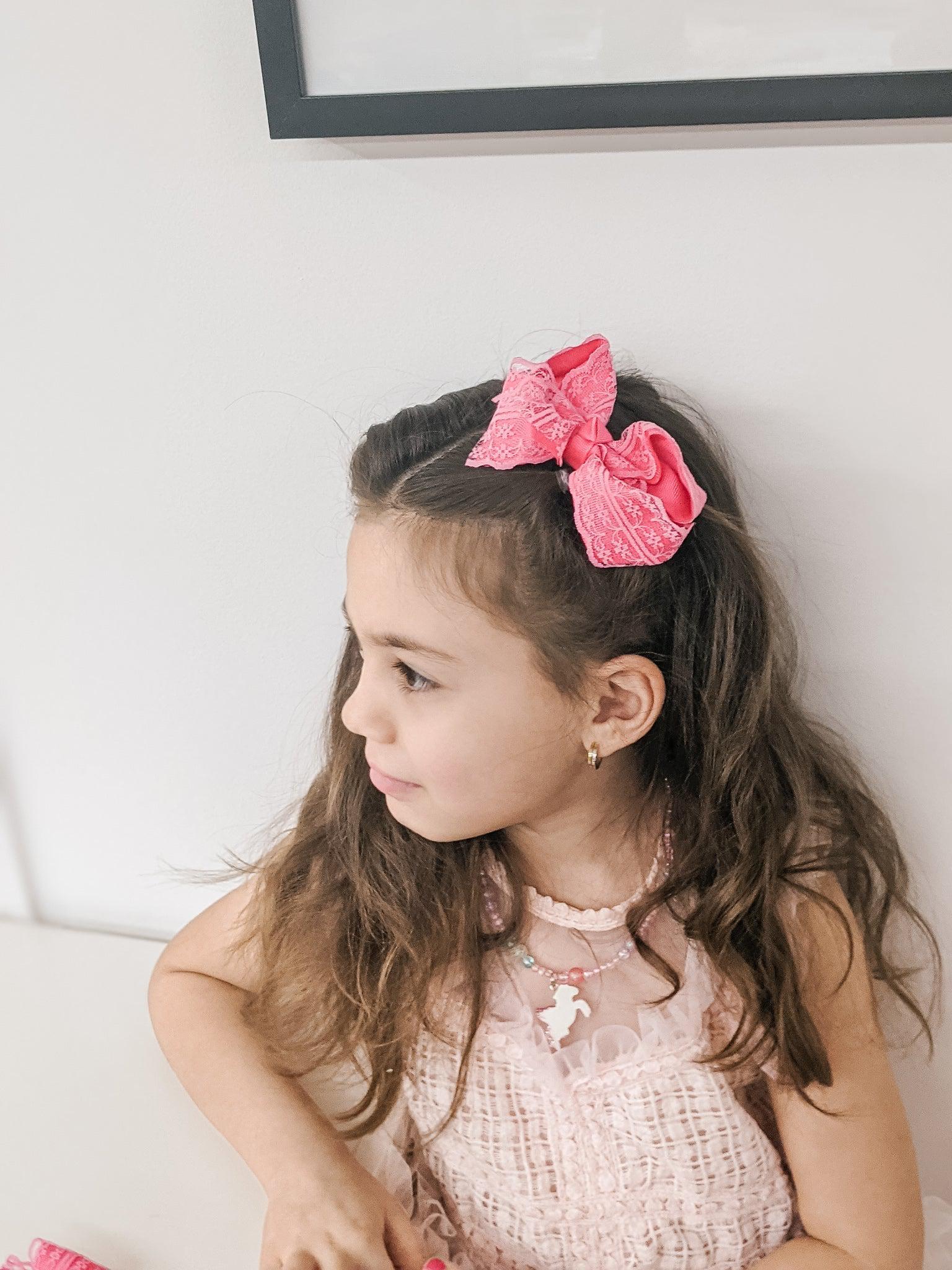 Mini Lace Cheer Bow -4"-Bows-Elie’s Bows