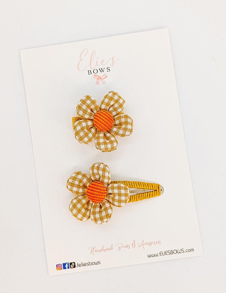 Mustard Floral Combo - 2"-Snap Clips-Elie’s Bows