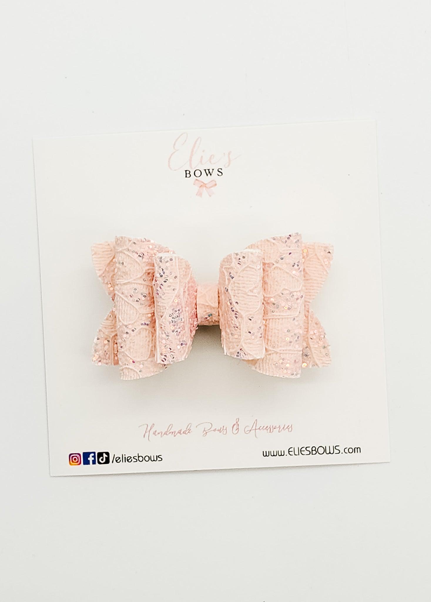Peach Lace - Glitter - 2.5"-Bows-Elie’s Bows