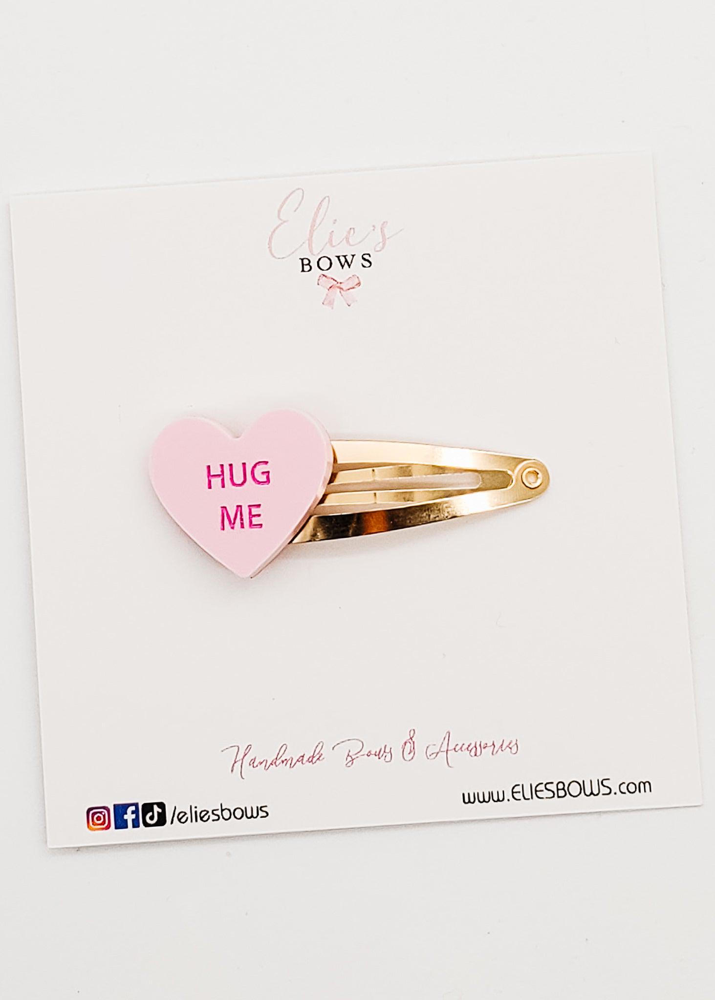 Pink Conversation Heart - Snap Clips - 2"-Snap Clips-Elie’s Bows