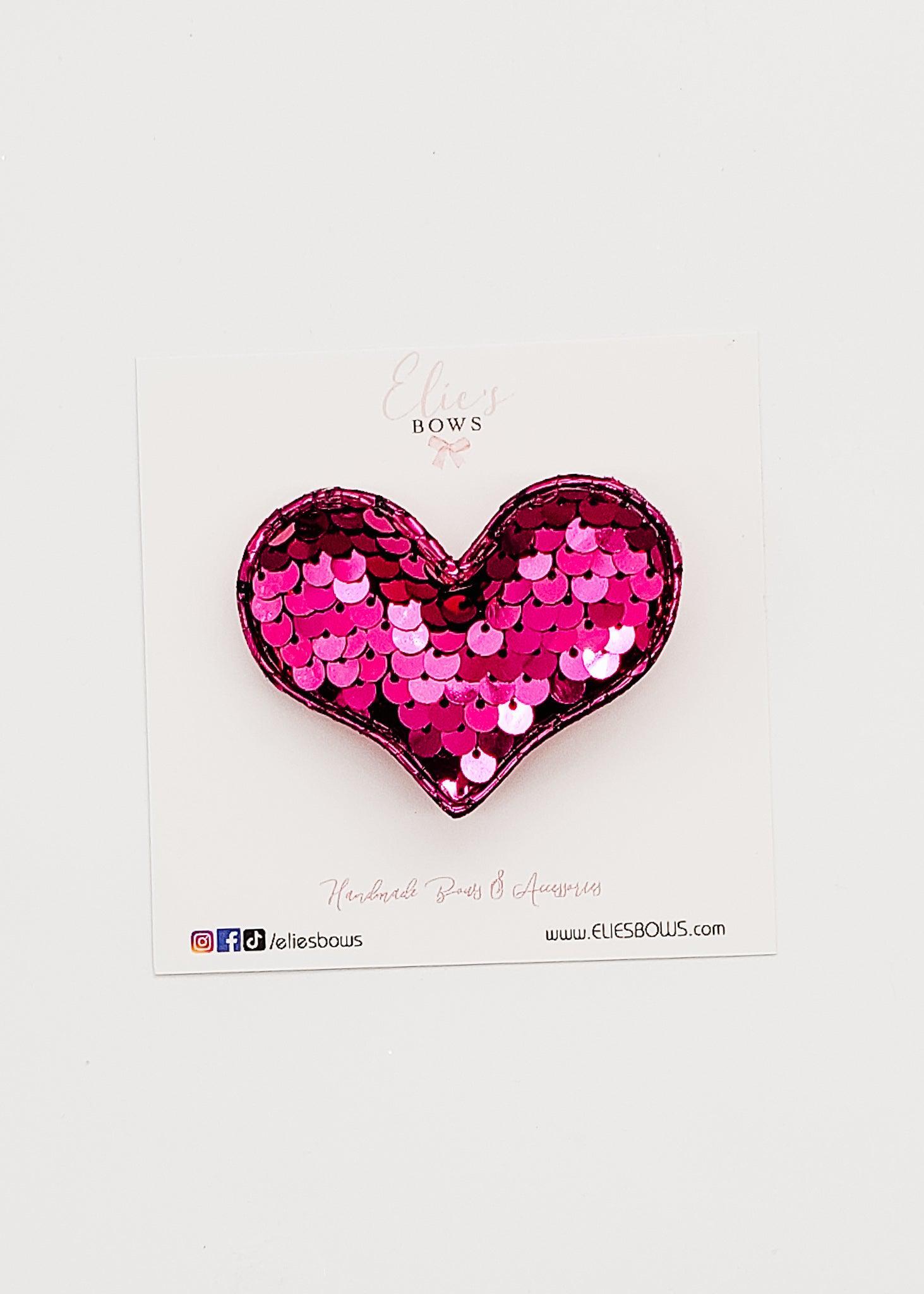 Pink Heart Sequence - 2"-Elastic-Elie’s Bows