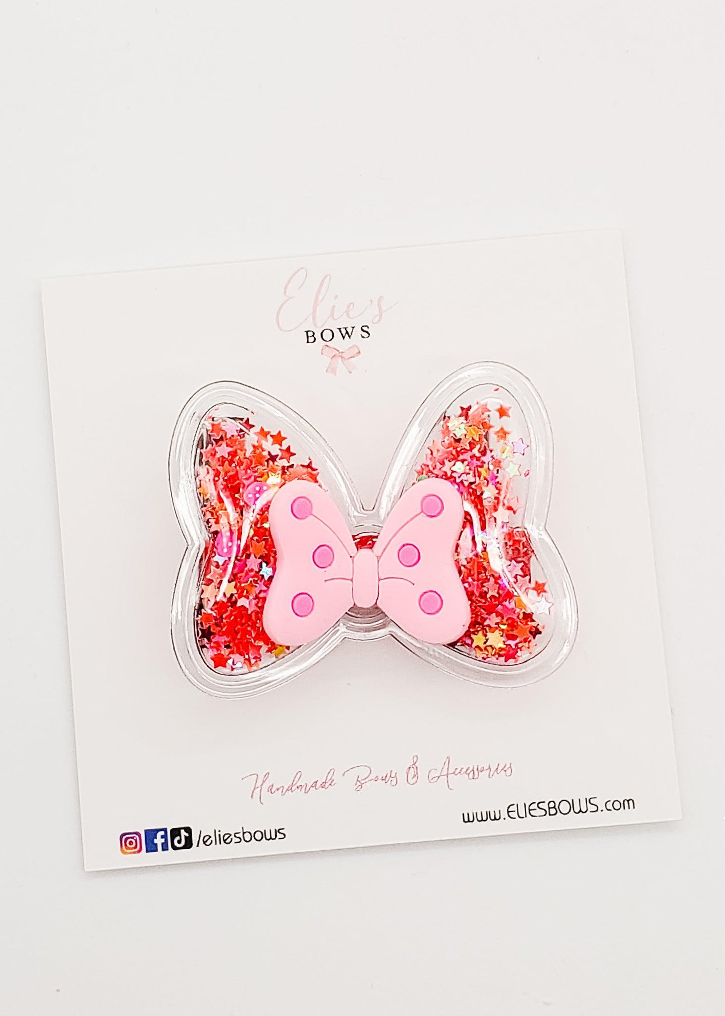 Pink in love Shaker Bow - Bar Clip - 2.5"-Snap Clips-Elie’s Bows