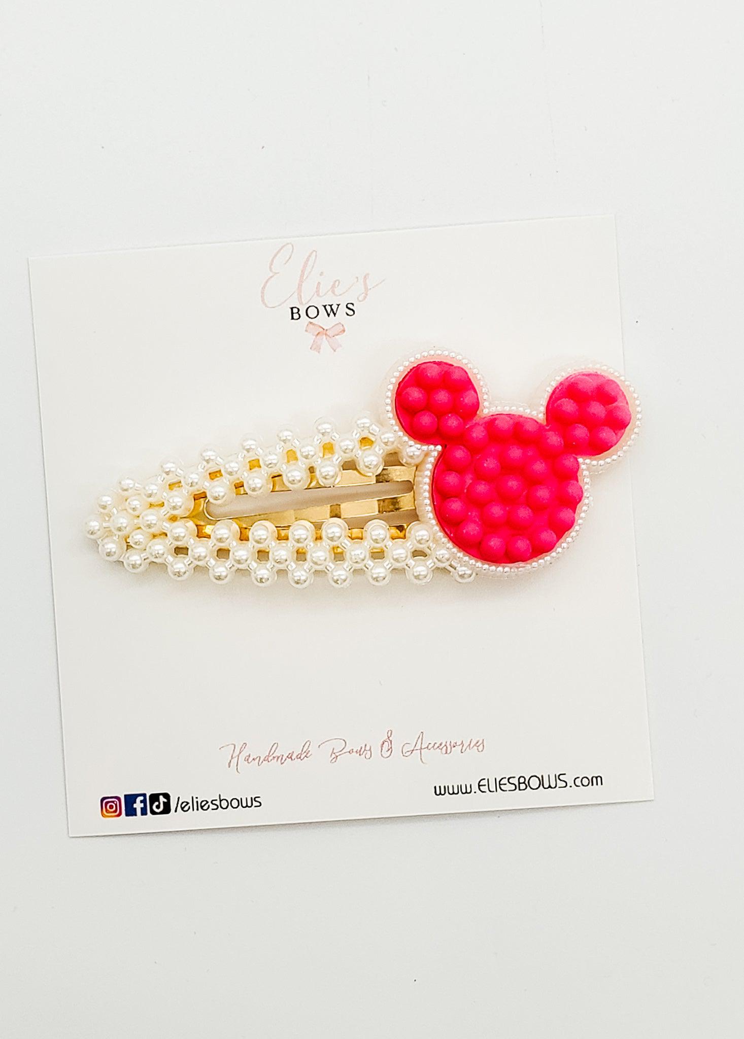 Pink Pearl M - Snap Clips - 2.5"-Snap Clips-Elie’s Bows
