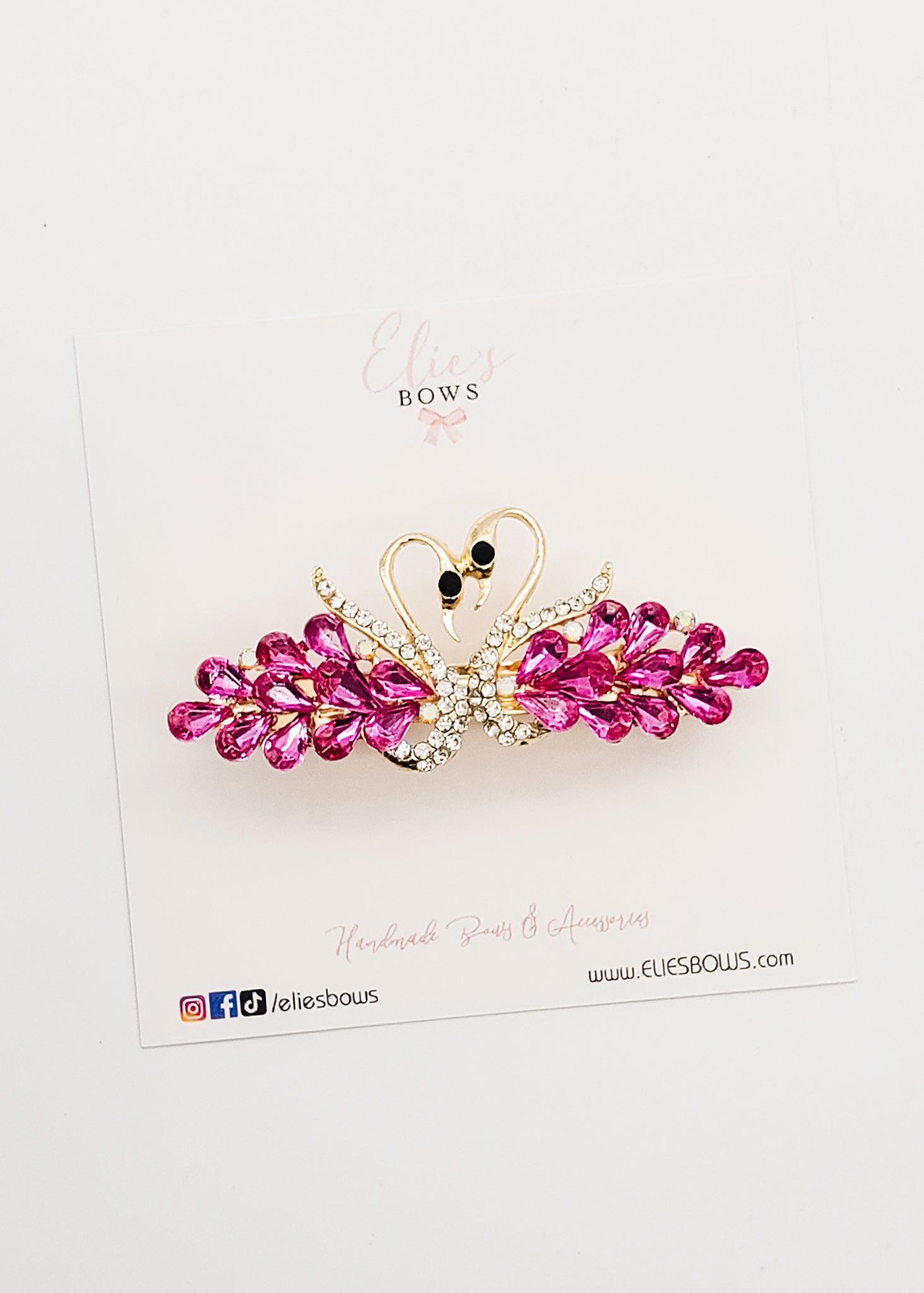 Pink Swan - Barette Clip - 3"-Bows-Elie’s Bows
