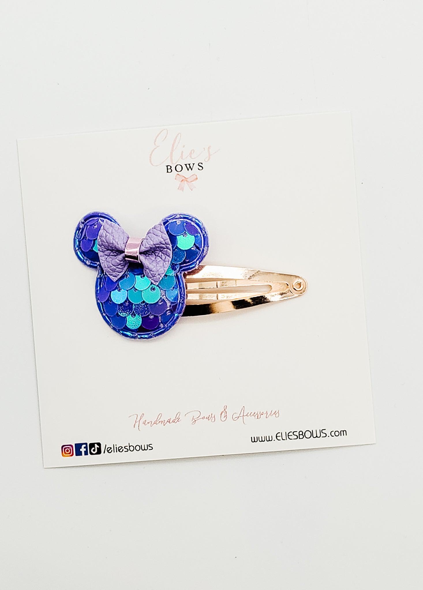 Purple Minnie Scales - Snap Clips - 2.5"-Snap Clips-Elie’s Bows