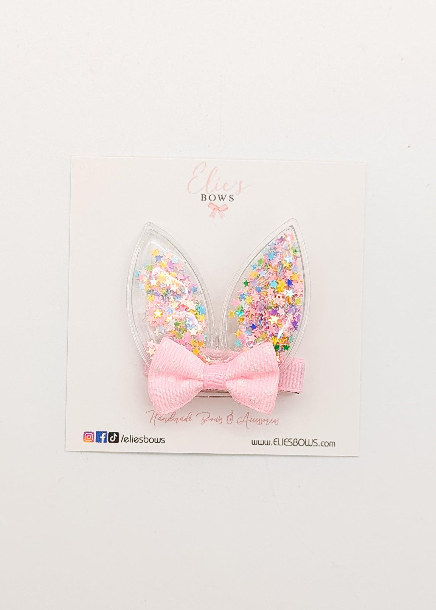 Rainbow Ears Bunny Shaker Clip - 2"-Bows-Elie’s Bows
