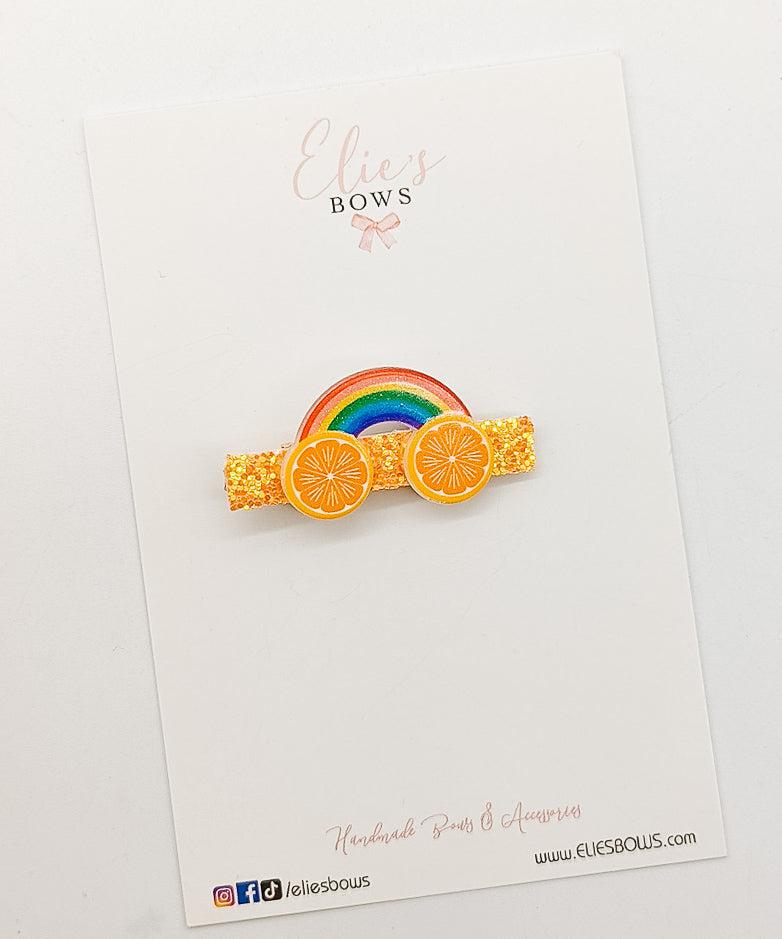 Rainbow Oranges Bar Clip - 2.5"-Snap Clips-Elie’s Bows