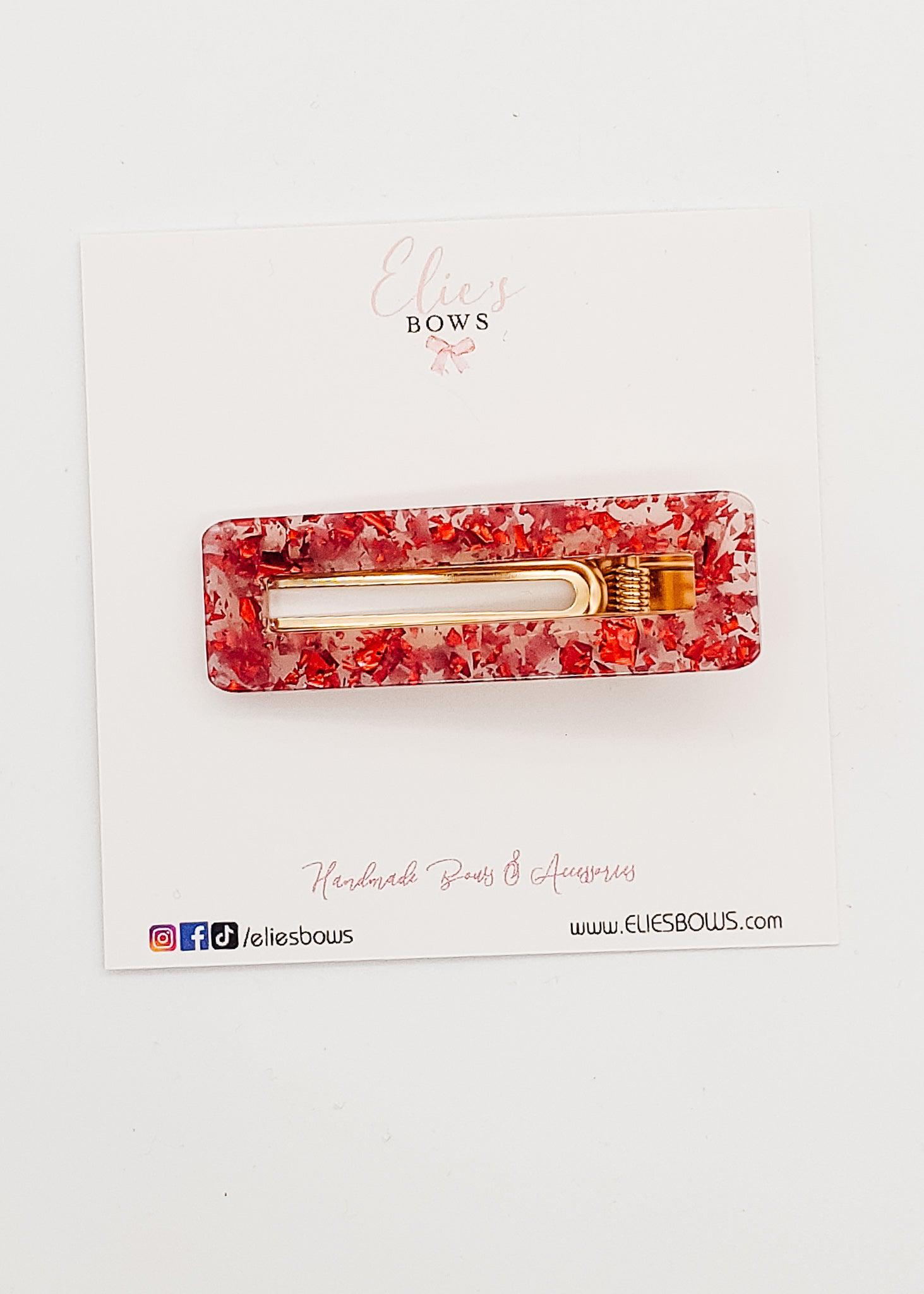 Red Confetti - Deluxe Clip - 2.5"-Snap Clips-Elie’s Bows