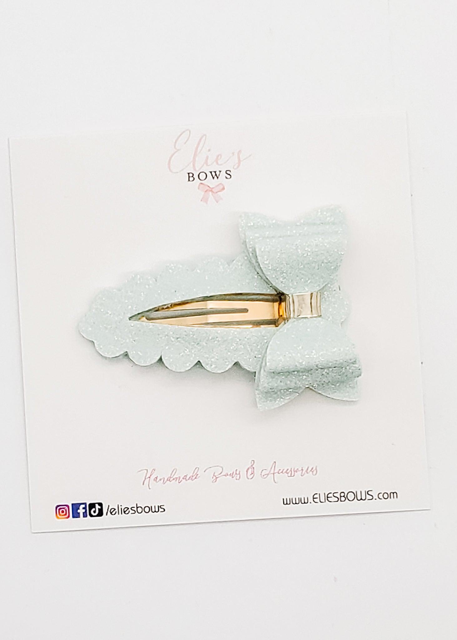 Spring Teal - Shimmer - Snap Clips - 2.2"-Snap Clips-Elie’s Bows