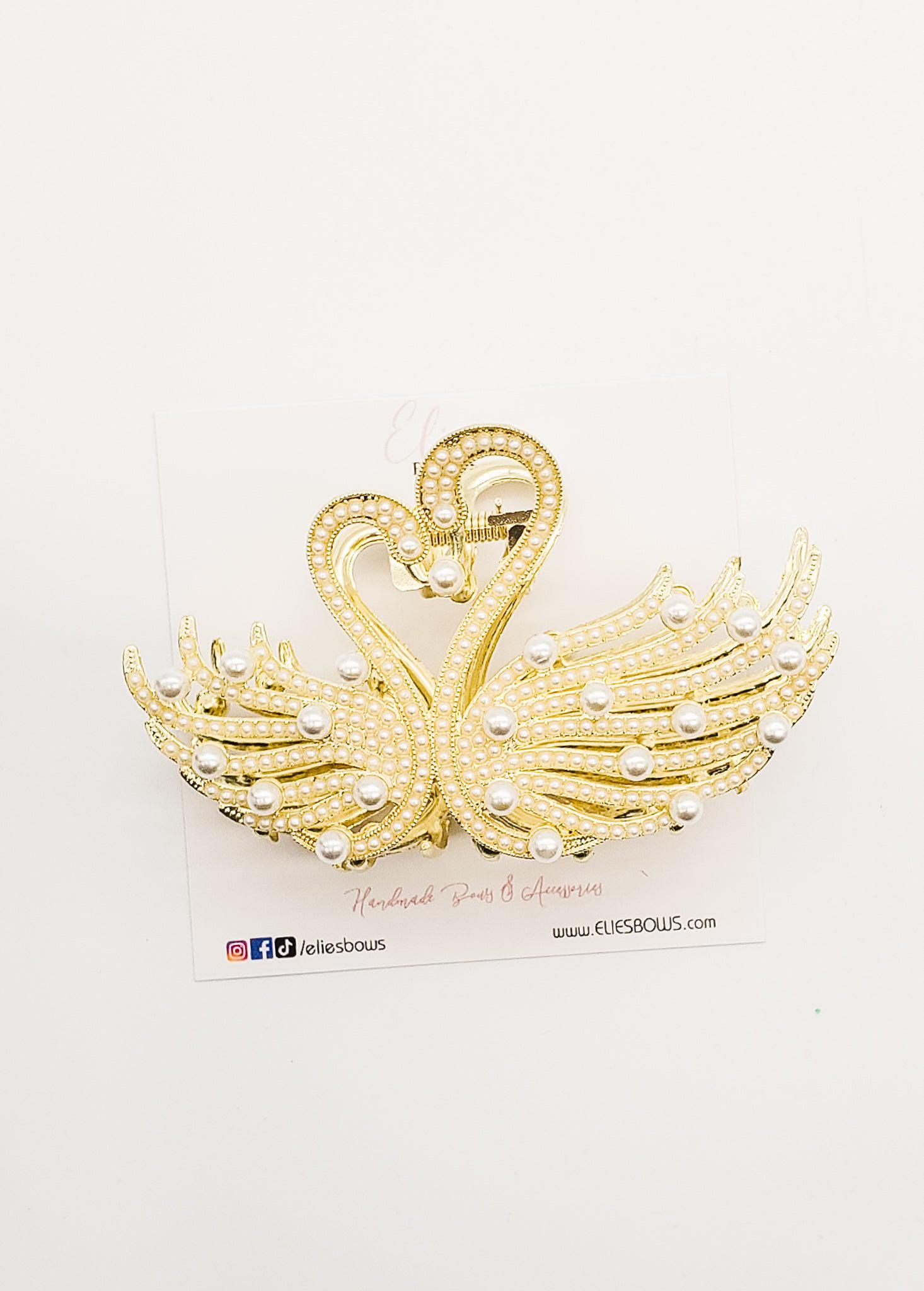 Swan Mommy & Me - Claw Clip-Claw Clips-Elie’s Bows