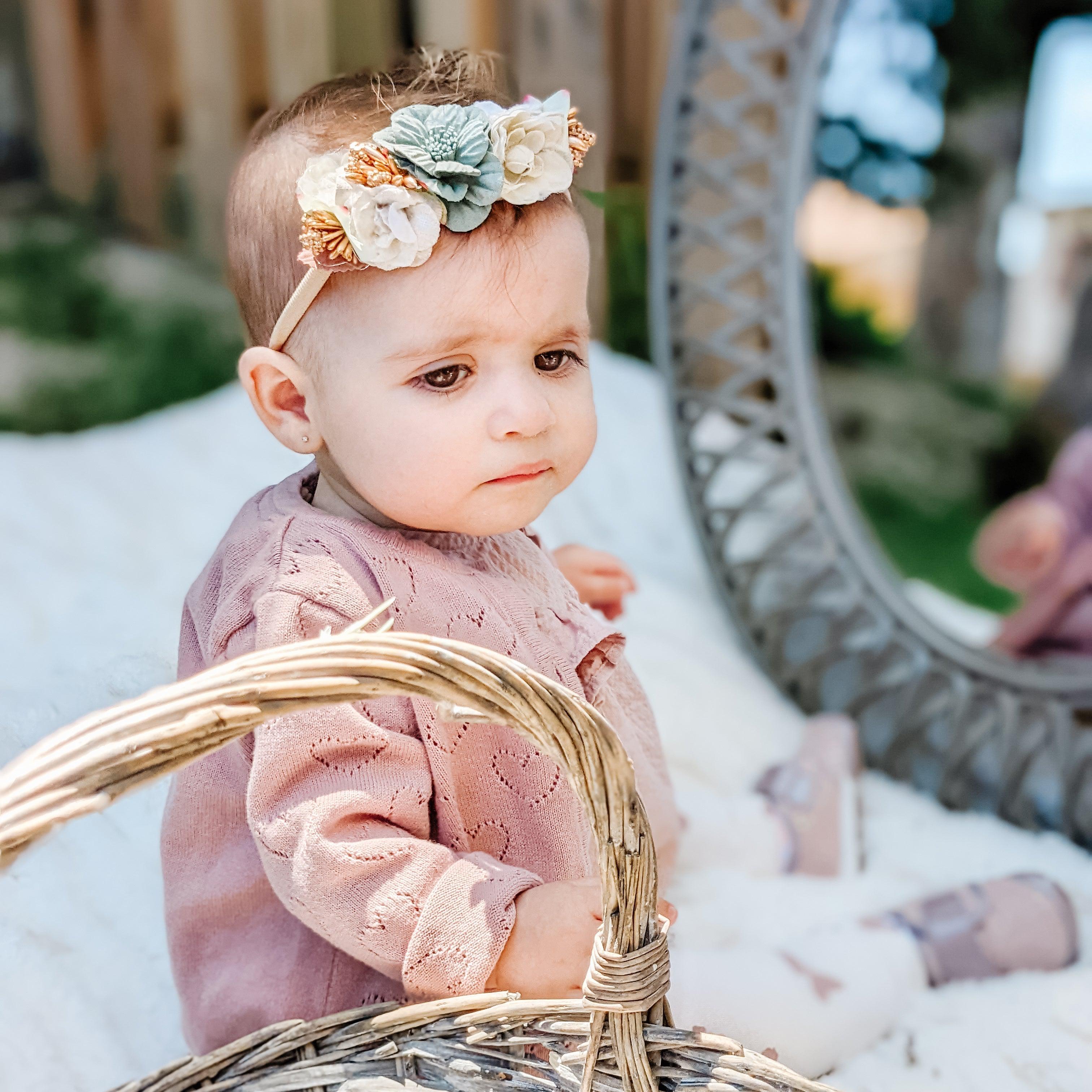 Teal Floral Headband-Headband-Elie’s Bows