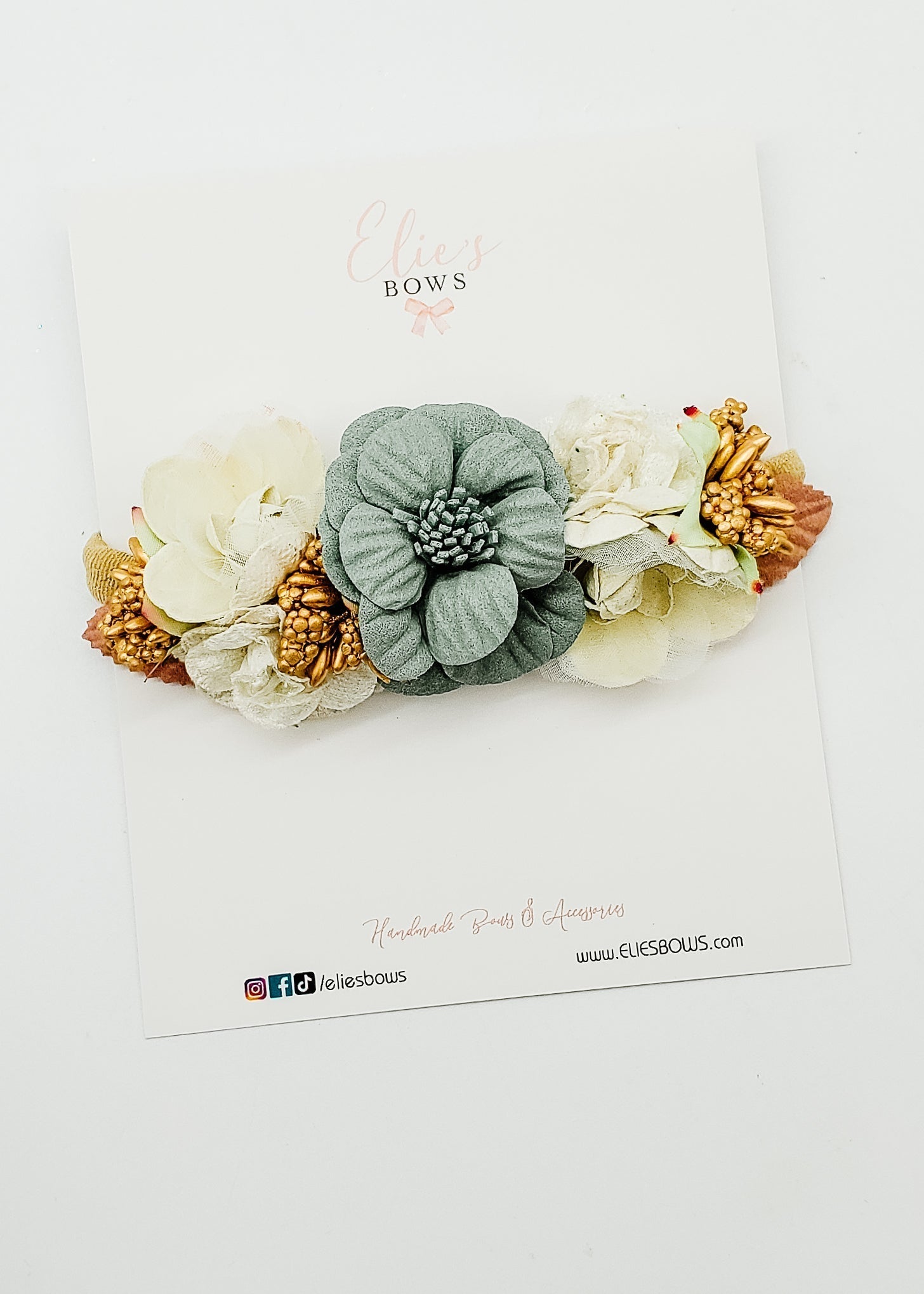 Teal Floral Headband-Headband-Elie’s Bows