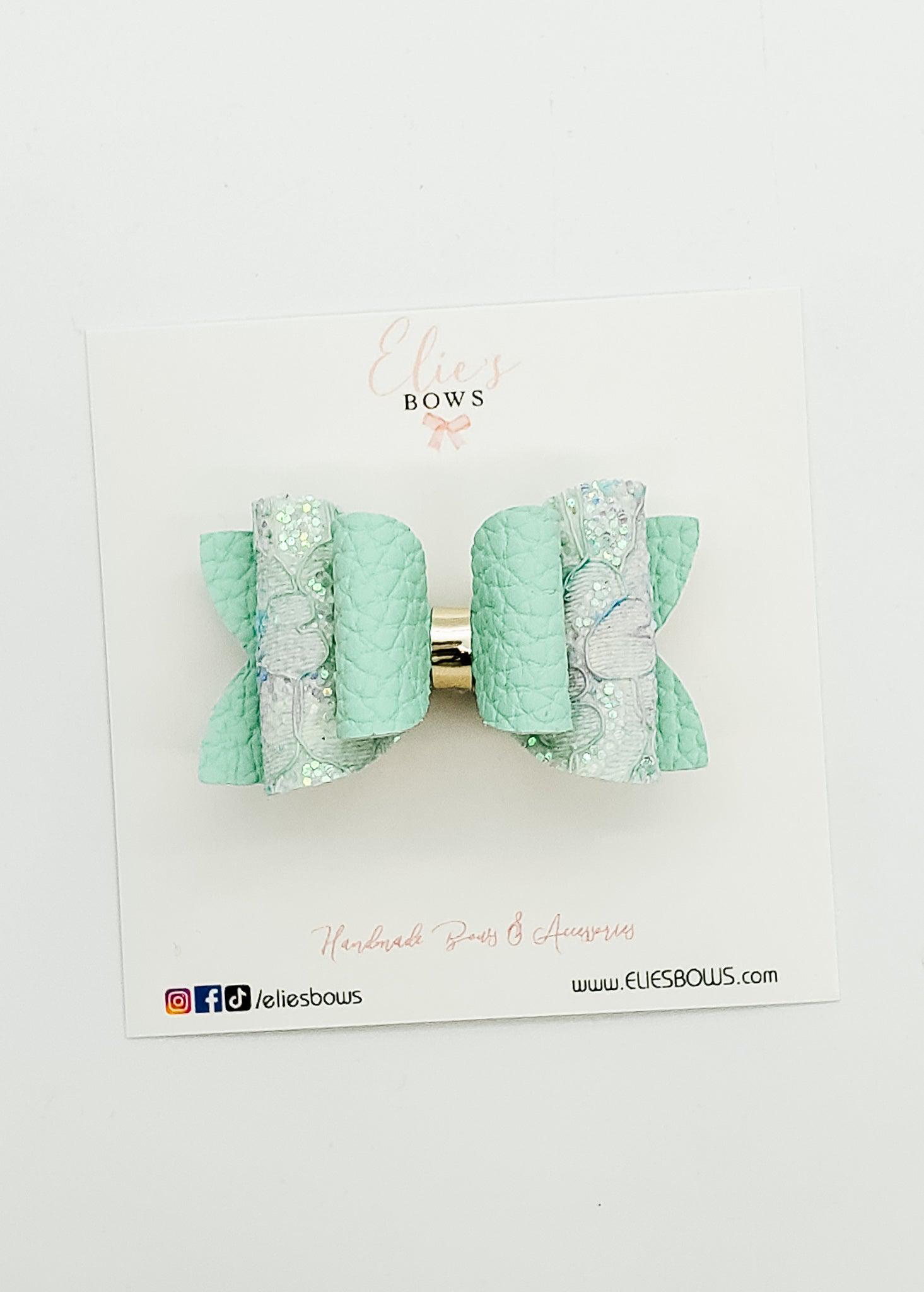 Teal & Lace - 2.5"-Bows-Elie’s Bows