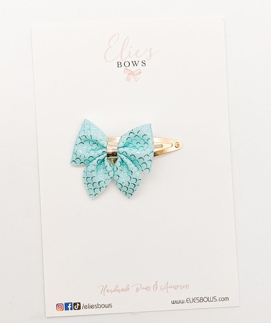 Teal Scales Bow Snapclip - 2.5"-Snap Clips-Elie’s Bows