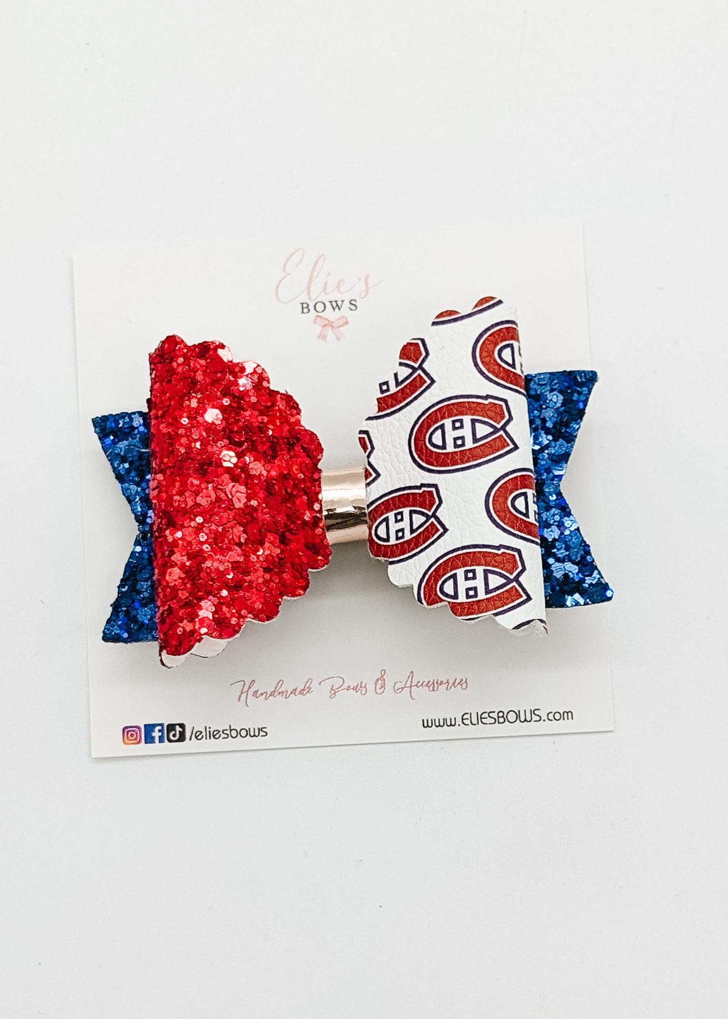 We love hockey - half & half - 3"-Bows-Elie’s Bows