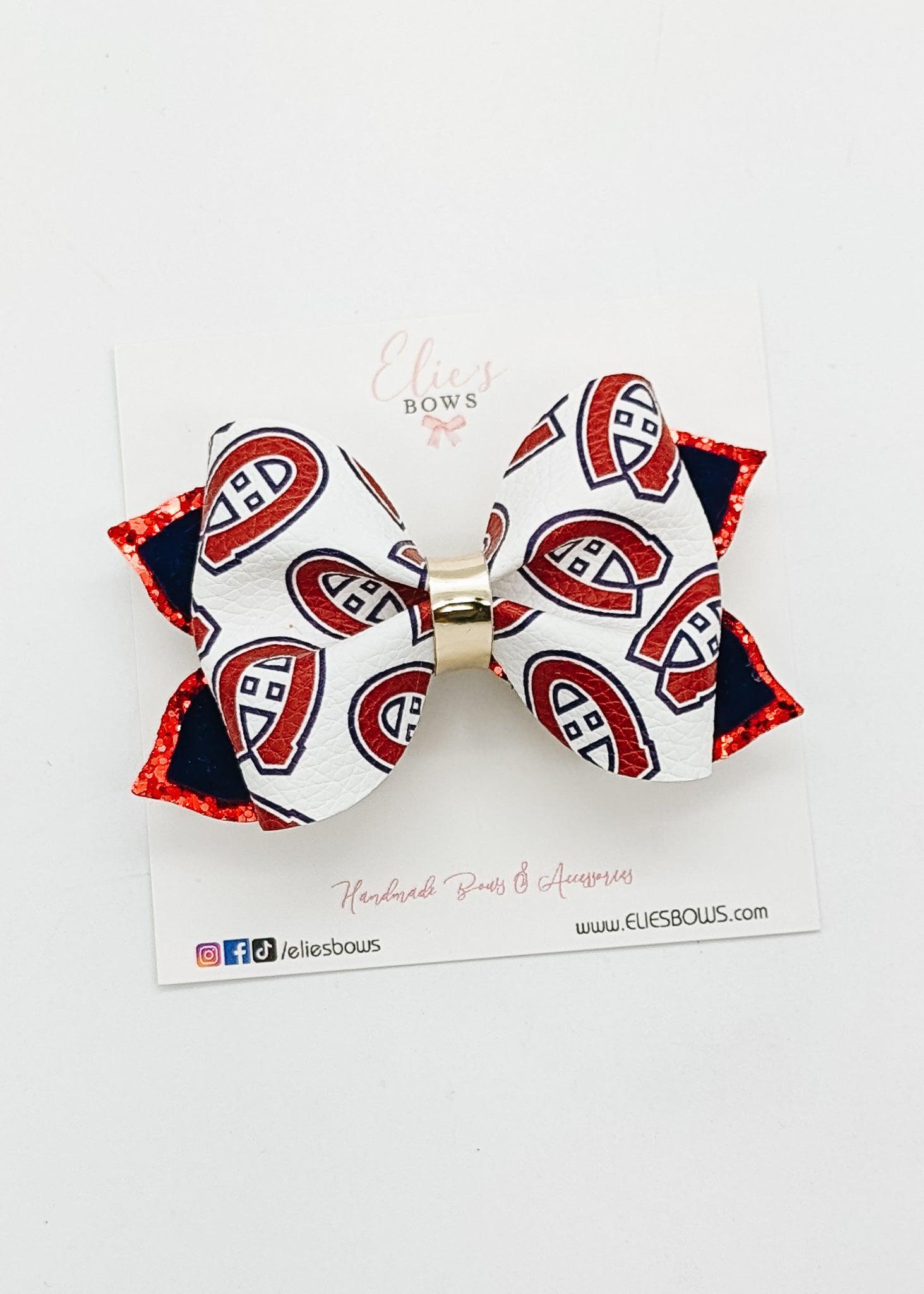 We love hockey - Pinched Bow - 2.5"-Bows-Elie’s Bows