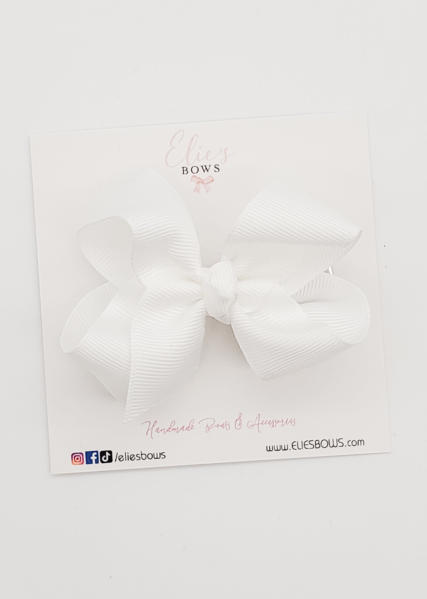 White - Ribbon Clip - 3.2-Ribbon Bow-Elie’s Bows