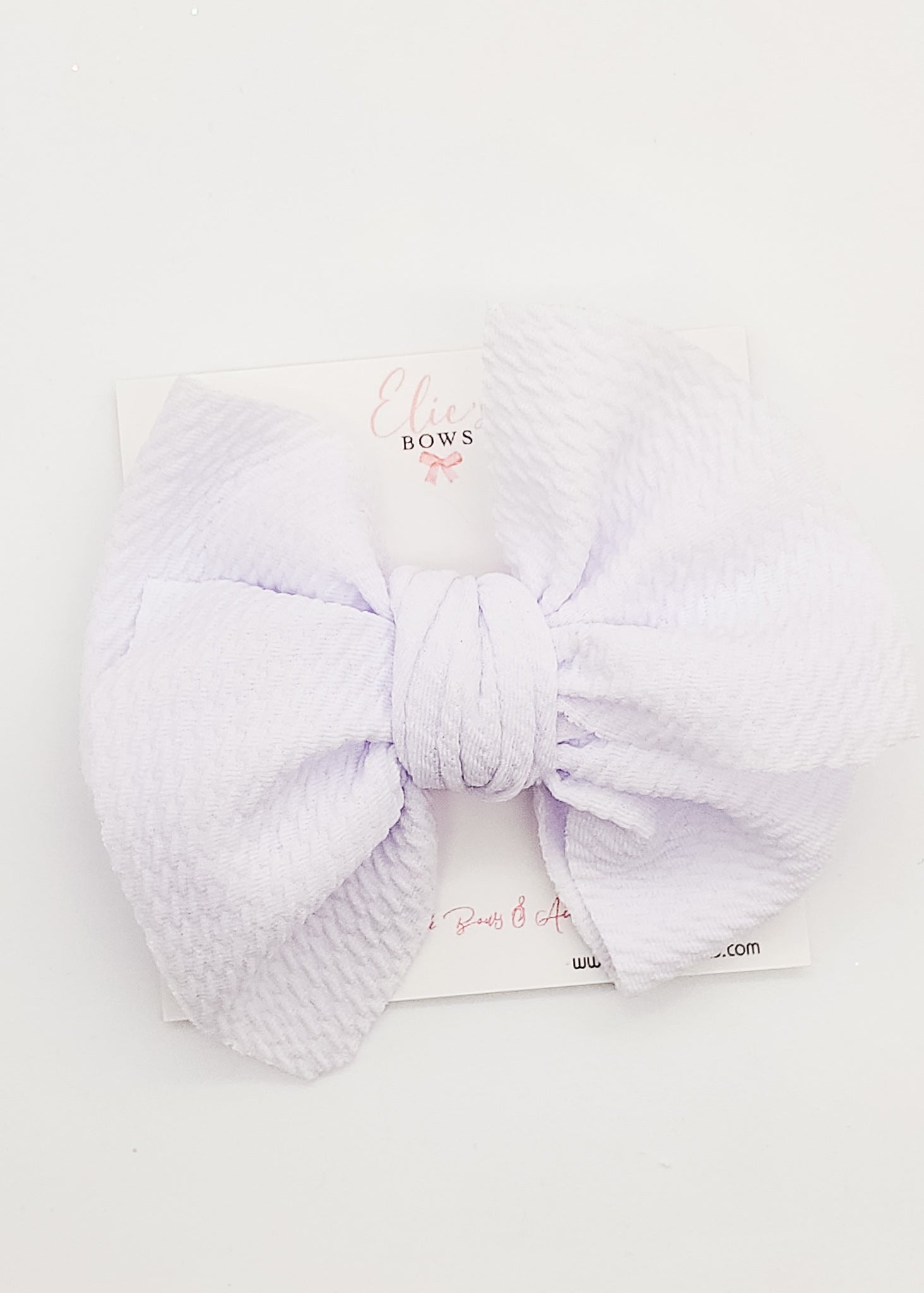 White Sia - Fabric Bow - 4.5"-Bows-Elie’s Bows