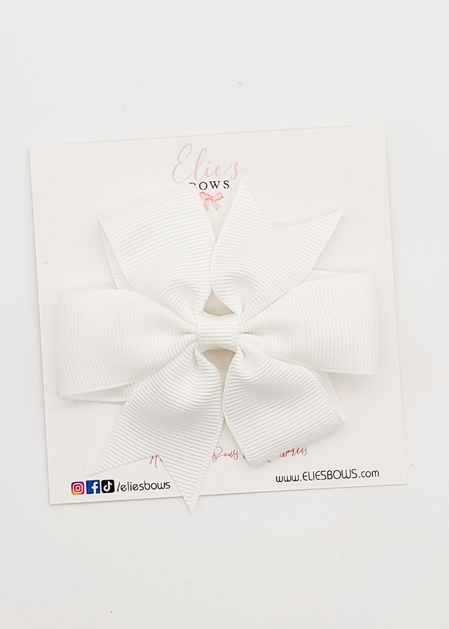 White Vania - Ribbon Clip - 3.2-Ribbon Bow-Elie’s Bows