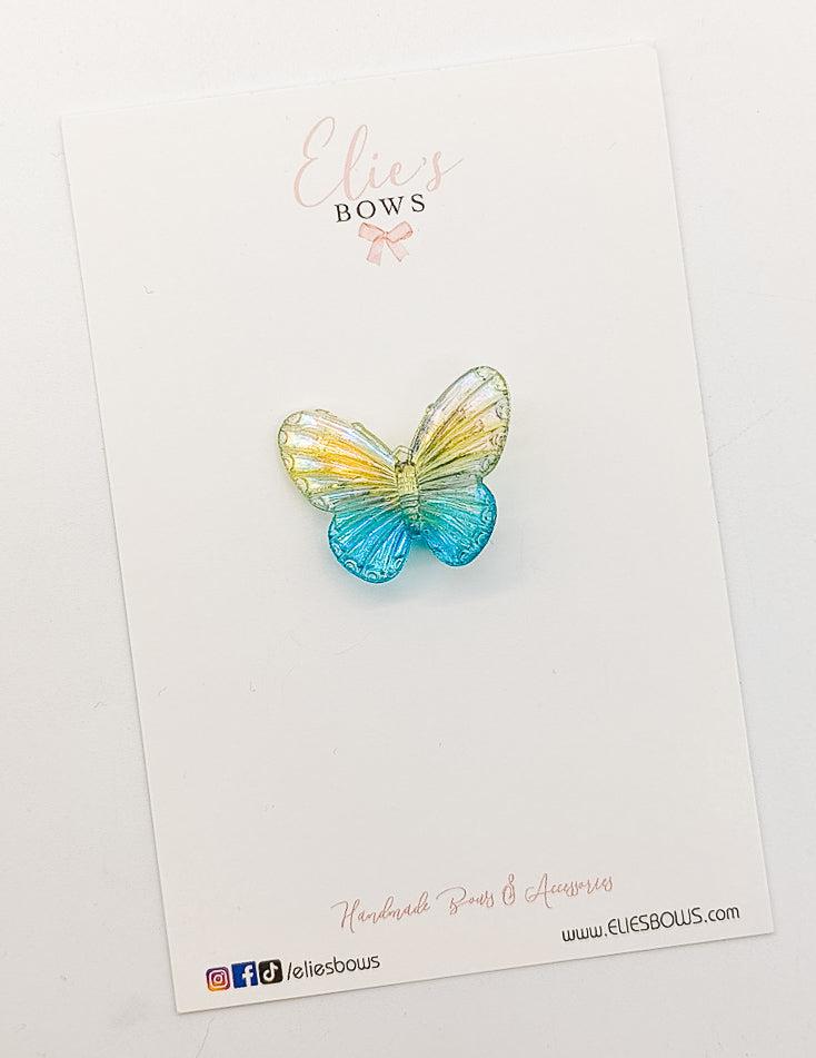 Yellow Blue Butterfly Clip - 1.5"-Snap Clips-Elie’s Bows