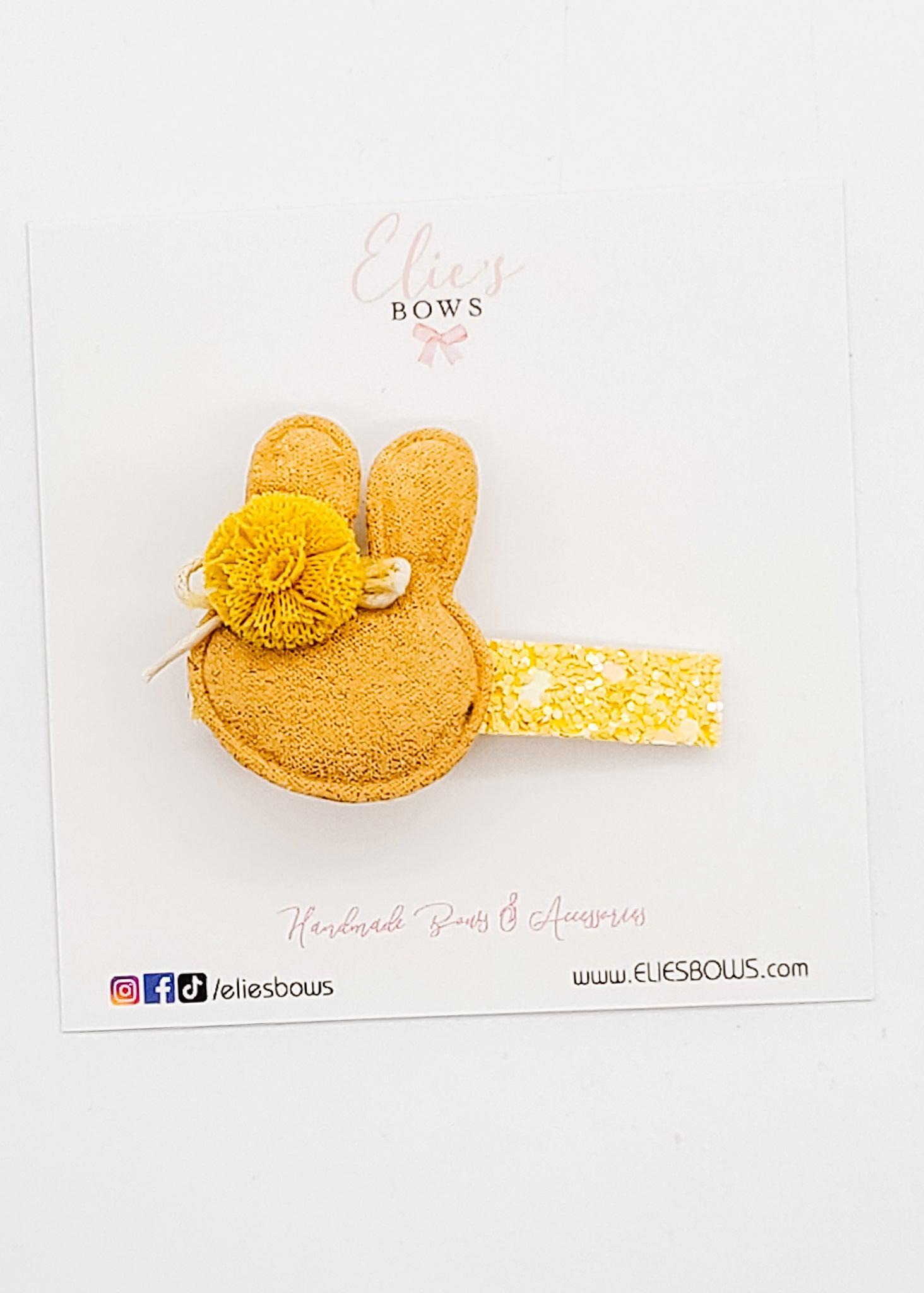 Yellow Bunny Clip - Bar Clip - 2.5"-Snap Clips-Elie’s Bows