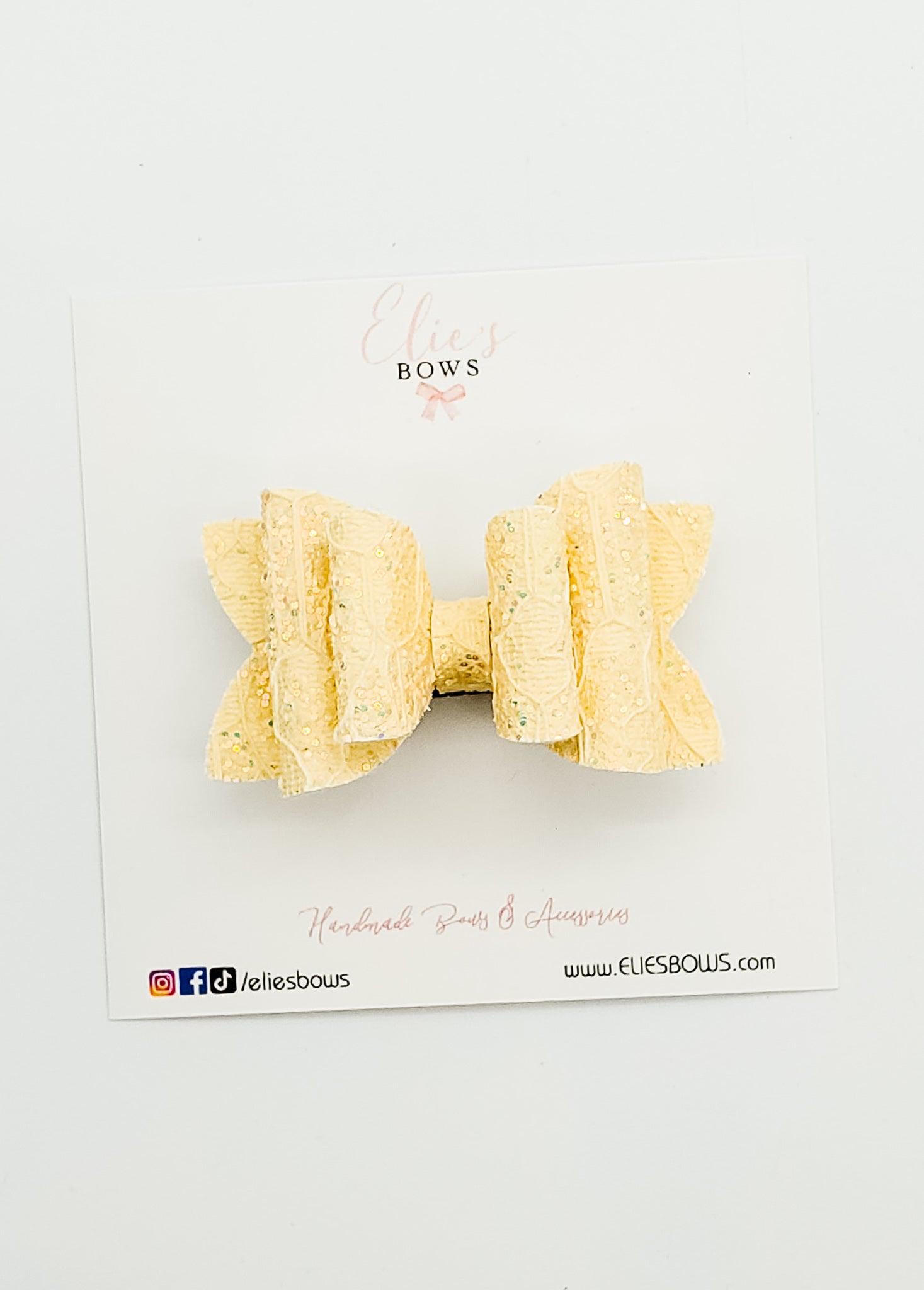 Yellow Lace - Glitter - 2.5"-Bows-Elie’s Bows