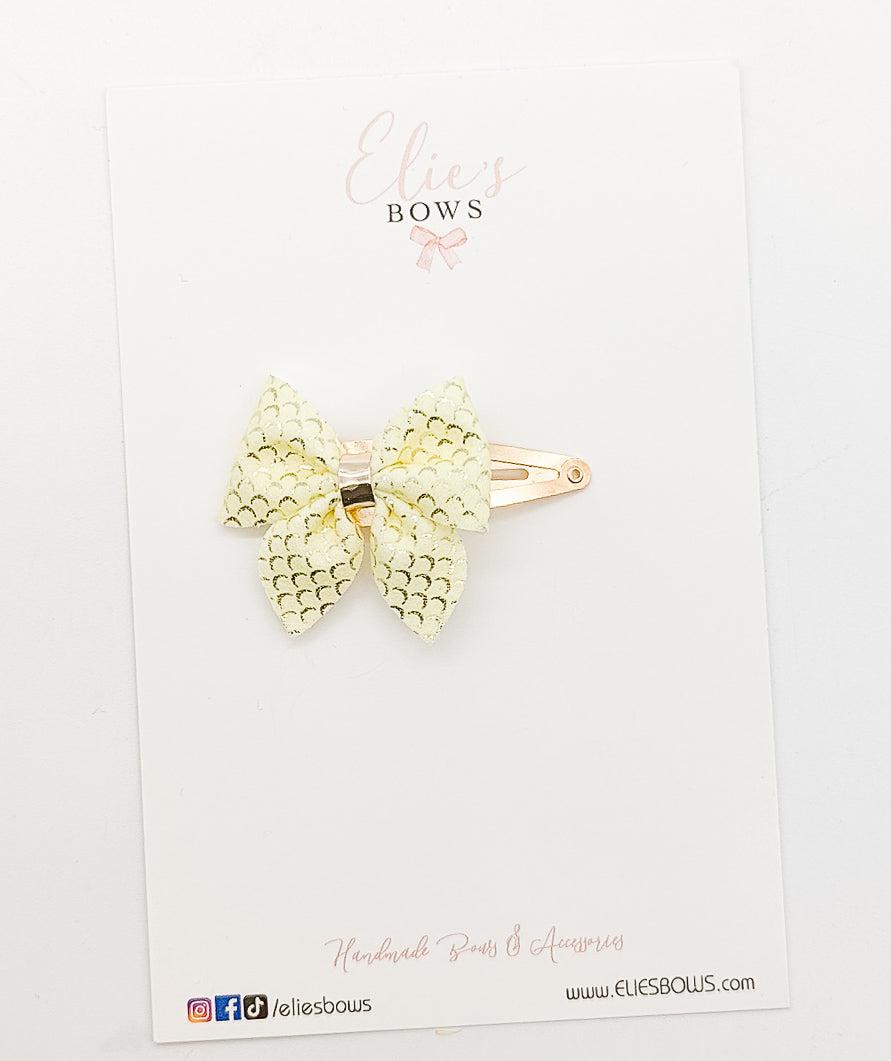 Yellow Scales Bow Snapclip - 2.5"-Snap Clips-Elie’s Bows