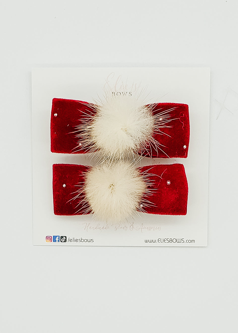 Burgendy Velvet Pom Pom - Pigtails - 3"